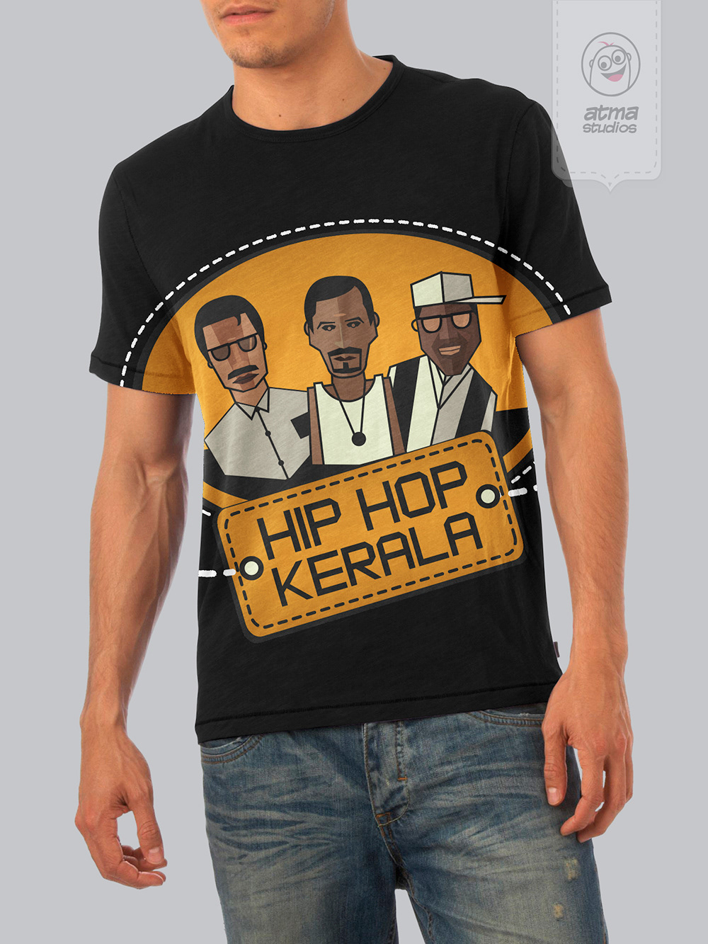 Kerala T-shirt designs 2013: man wearing the black Hip Hop Kerala T-shirt
