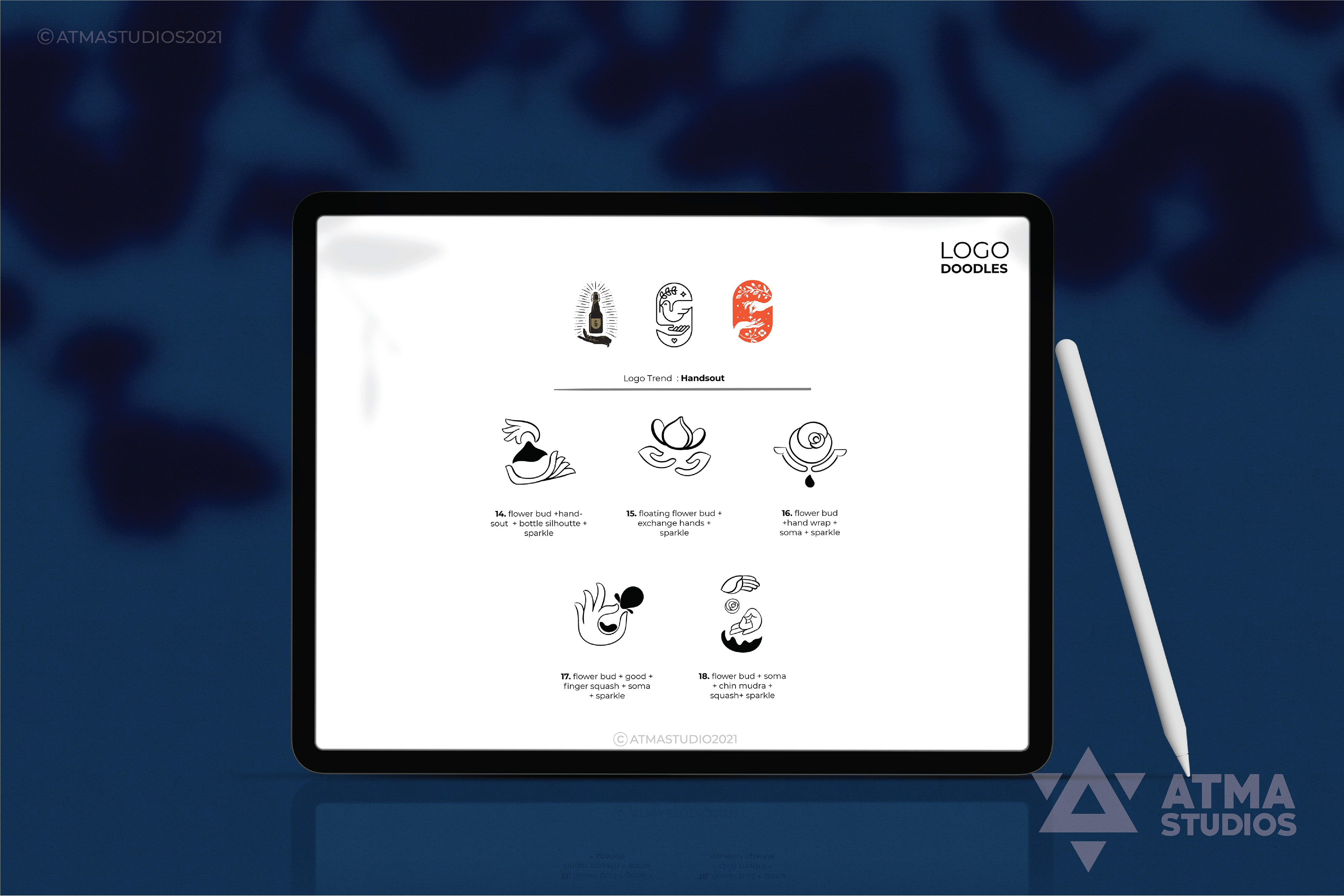 Mughai's Farm Origin Store rebranding: more logo ideations on a tablet