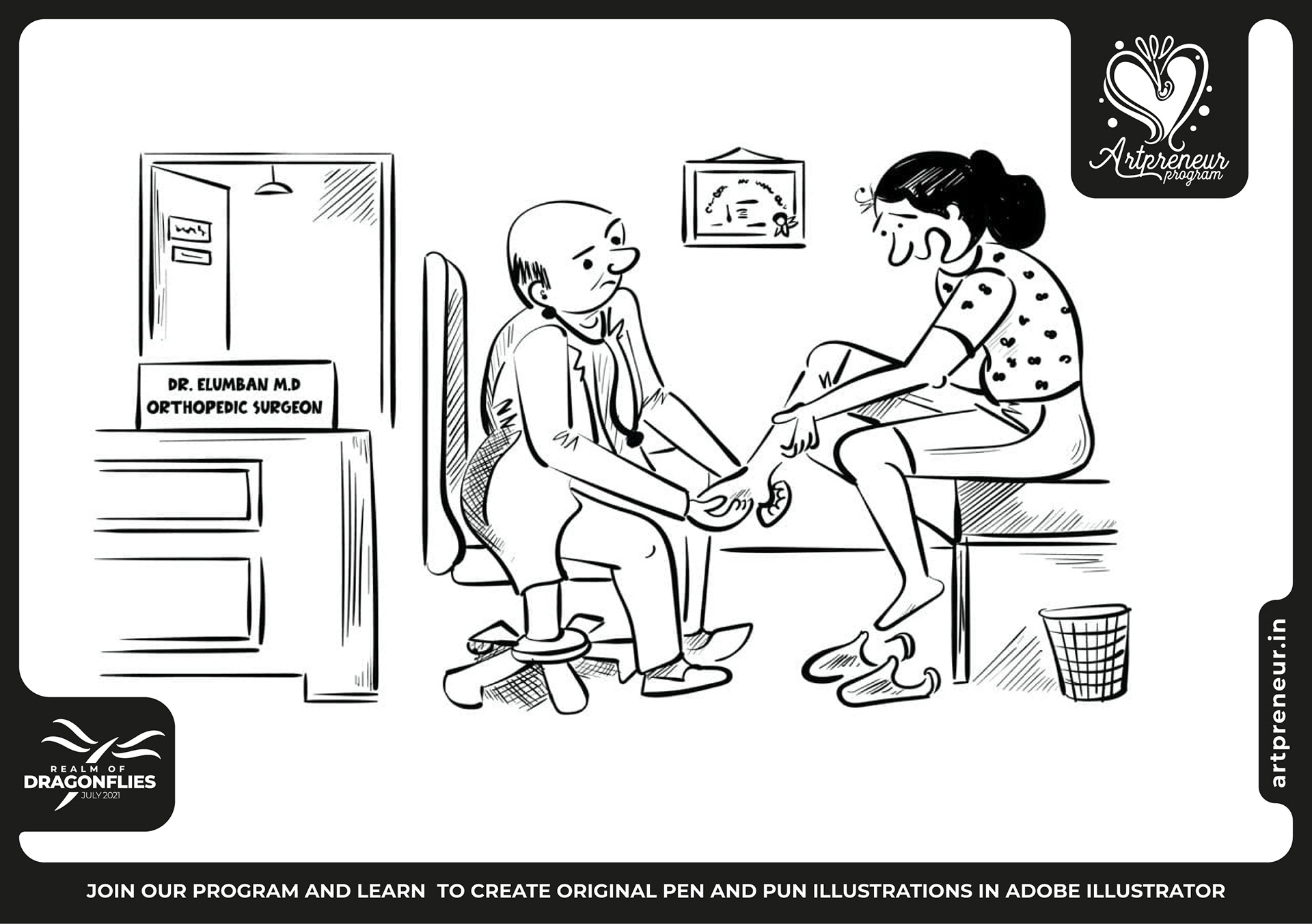 30 pen and pun comic cartoon illustrations: #17 Doctor and patient