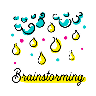 Artpreneur creative program hand-drawn icon: Brainstorming icon, drops and bubbles