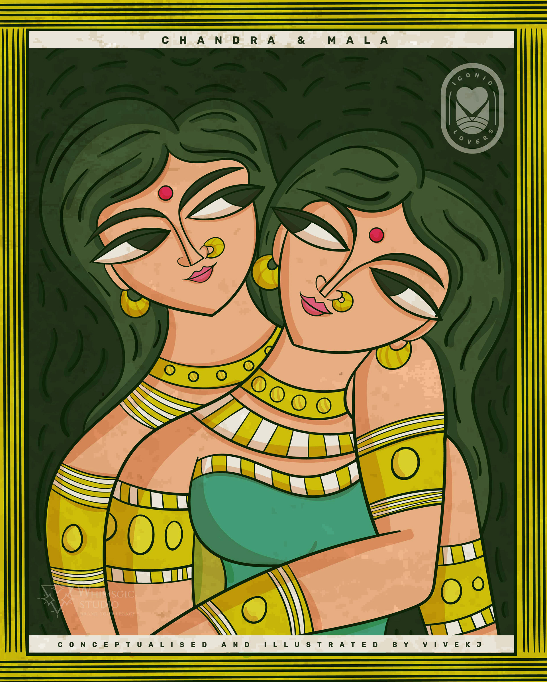 12 iconic lovers in contemporary Bengal Pattachitra: #7 Chandra and Mala