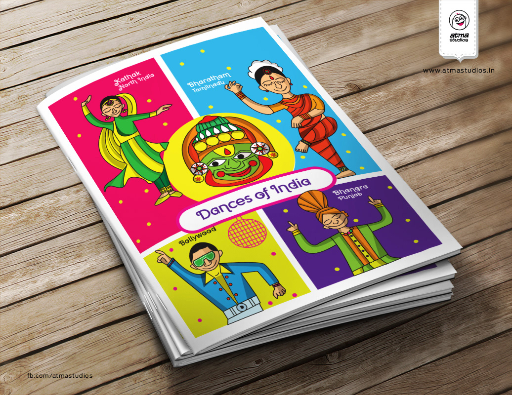 50 notebook cover illustrations: stack of Dances of India notebooks