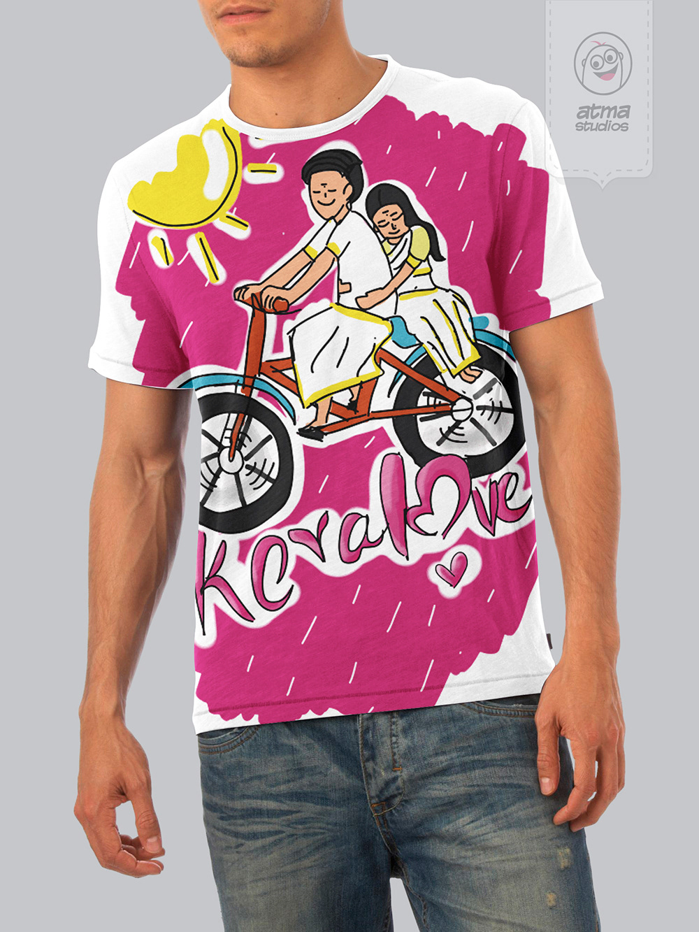 Kerala T-shirt designs 2013: man wearing the all-over Keralaye T-shirt