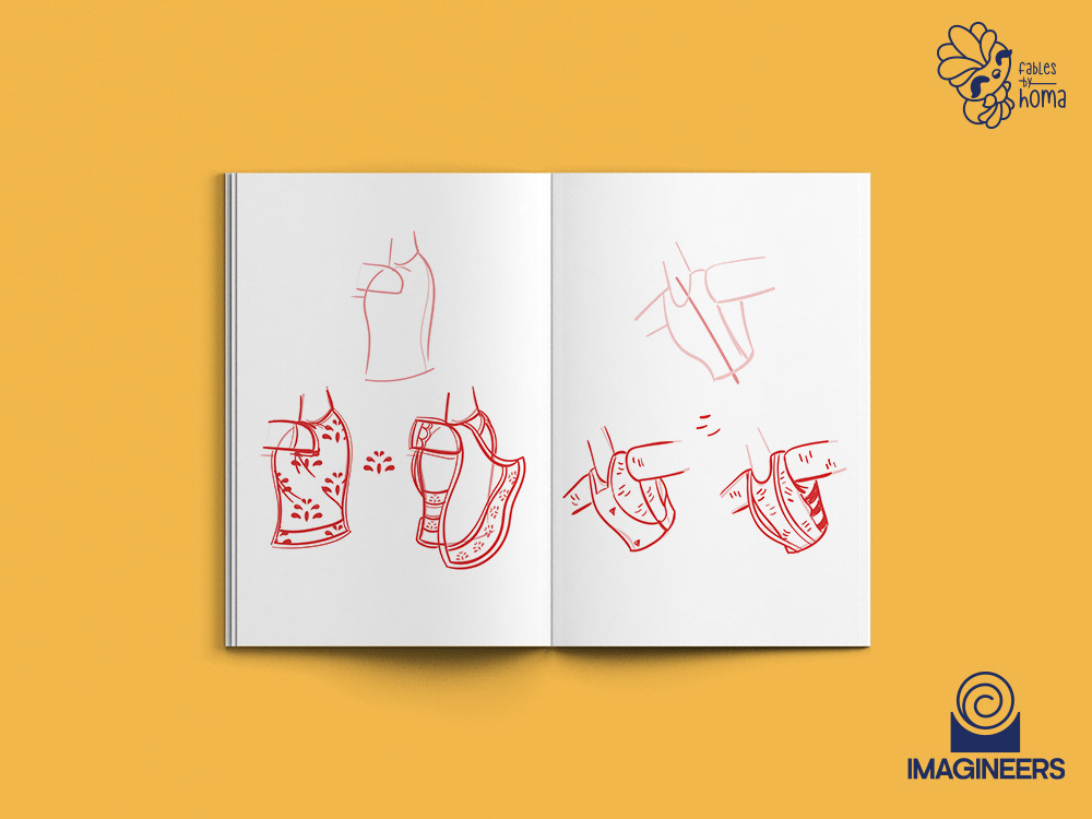 Epiphany Madhubani experimental illustrations: #12 Sketchbook page of hand and costume studies 10