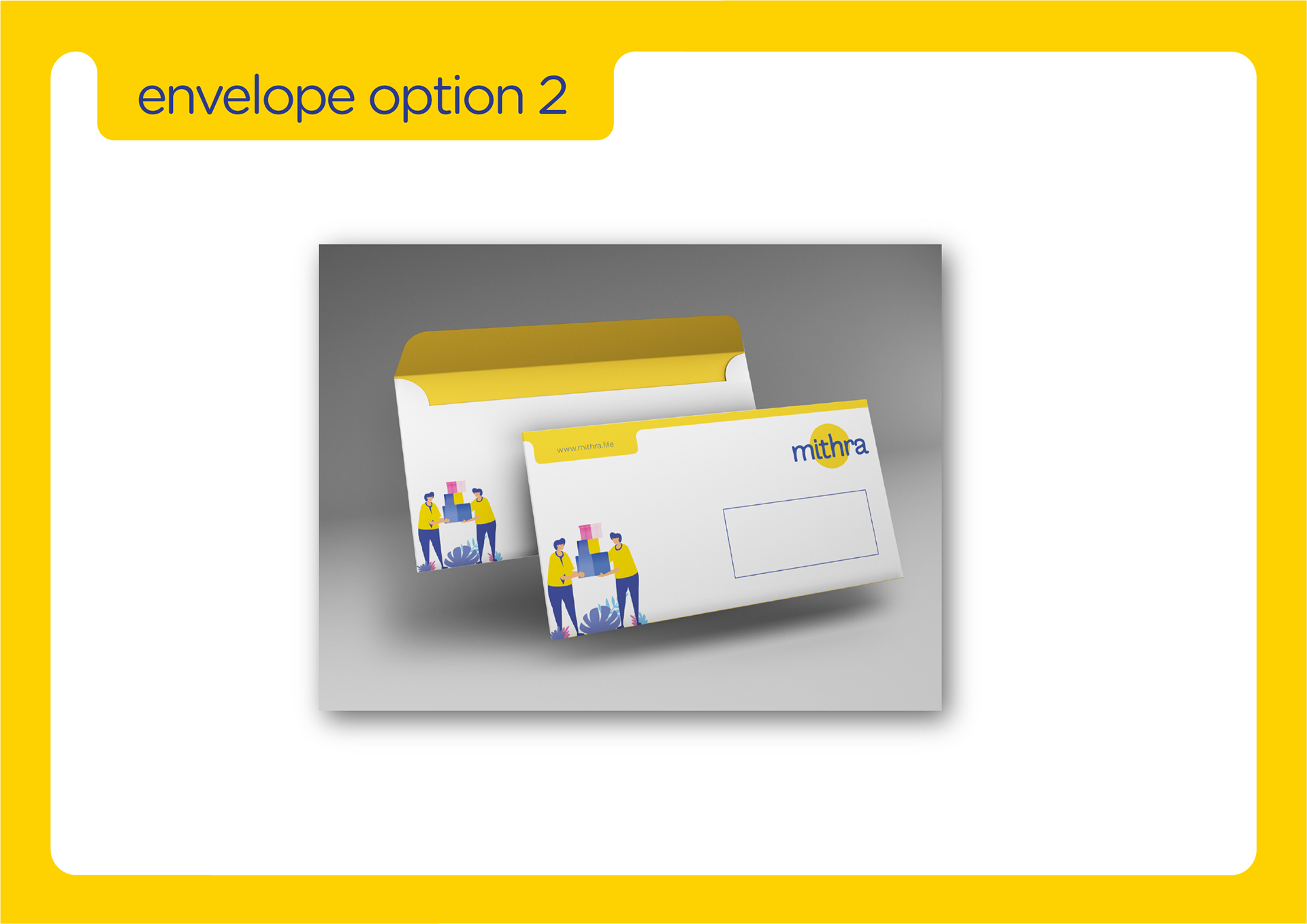 Mithra donation platform brand guidelines: envelope option 2