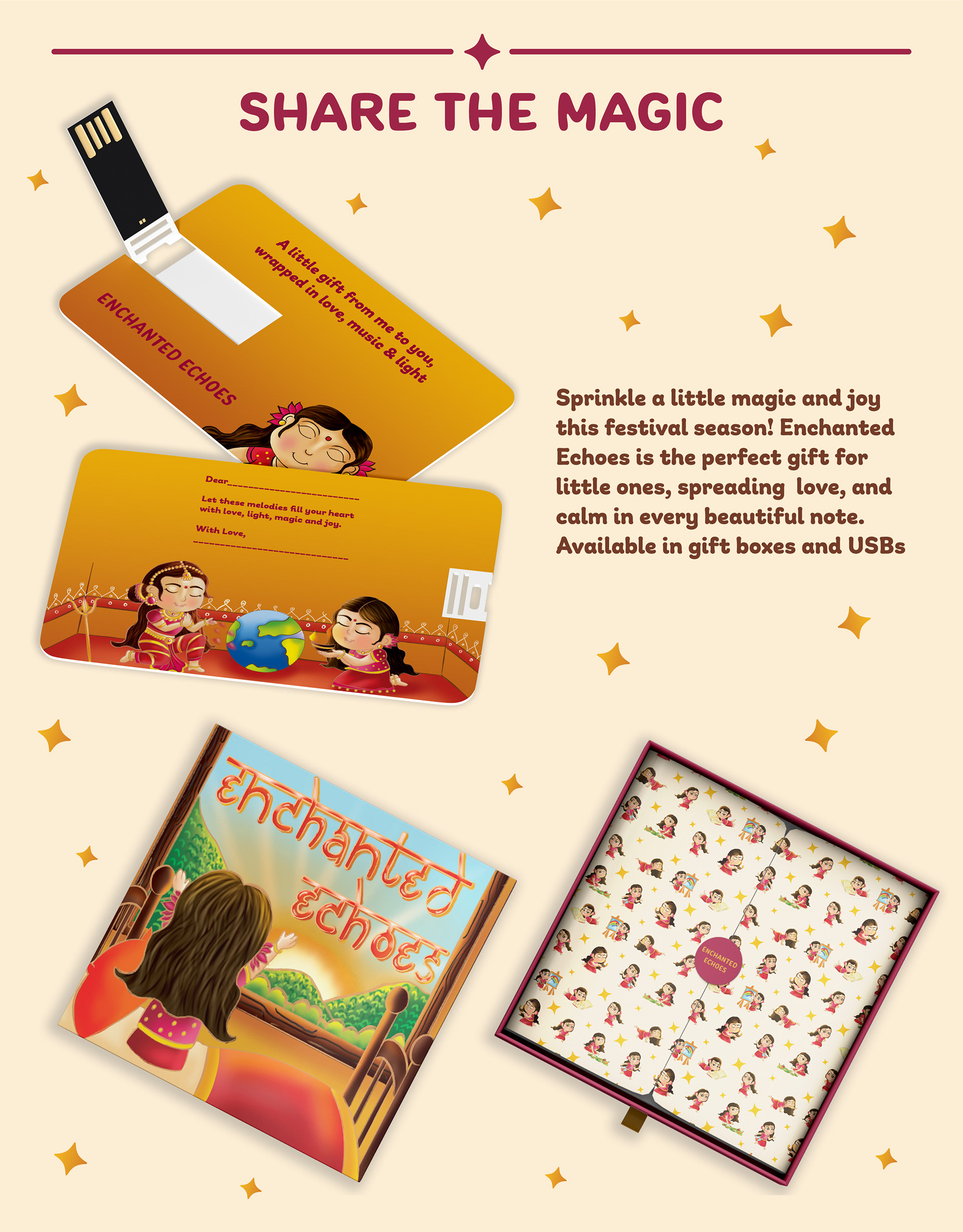 Enchanted Echoes children's book of slokas: share the magic: gift card, USB and printed book