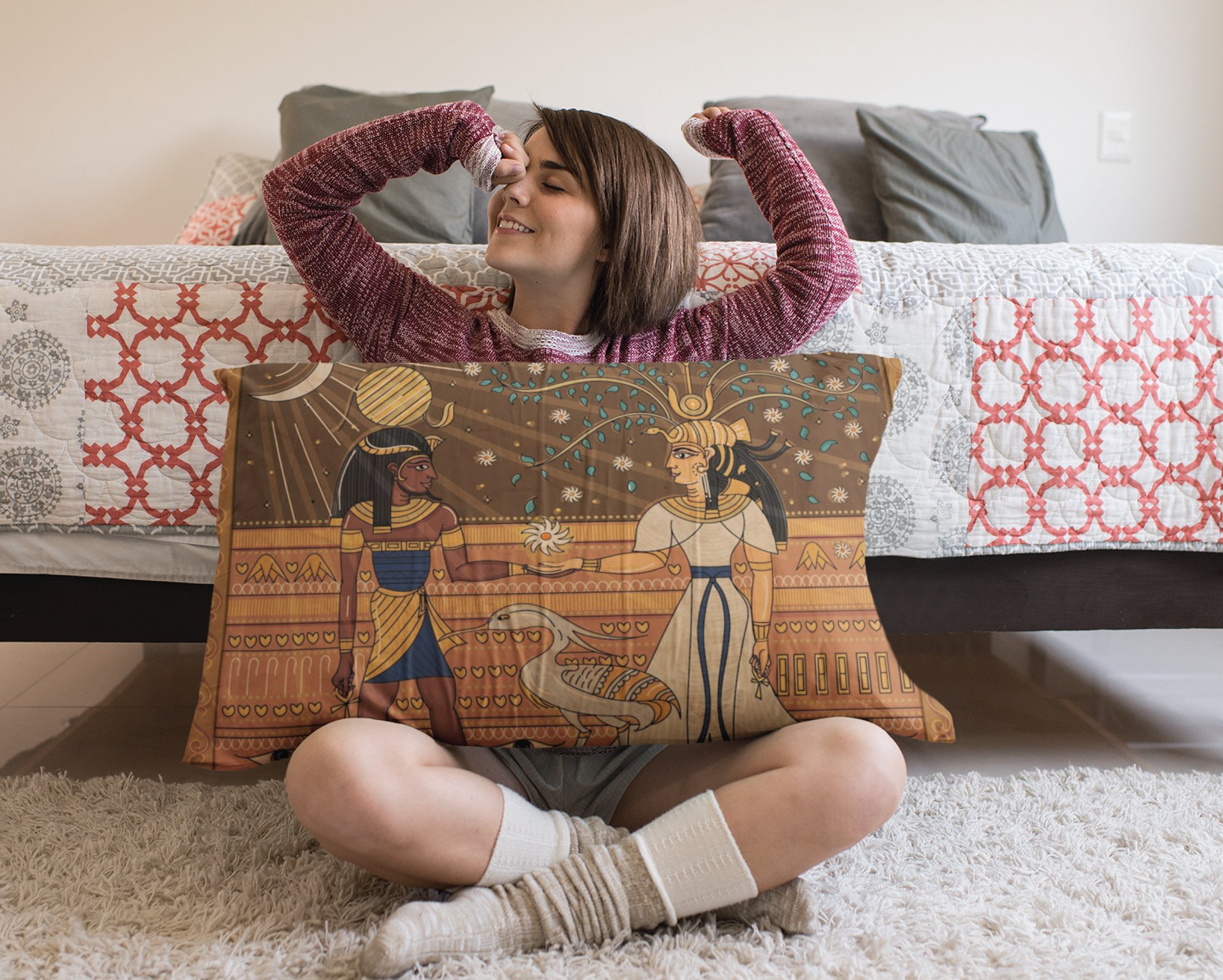 20 tree-based illustrations collective: #14 Cushion with the Egyptian artwork