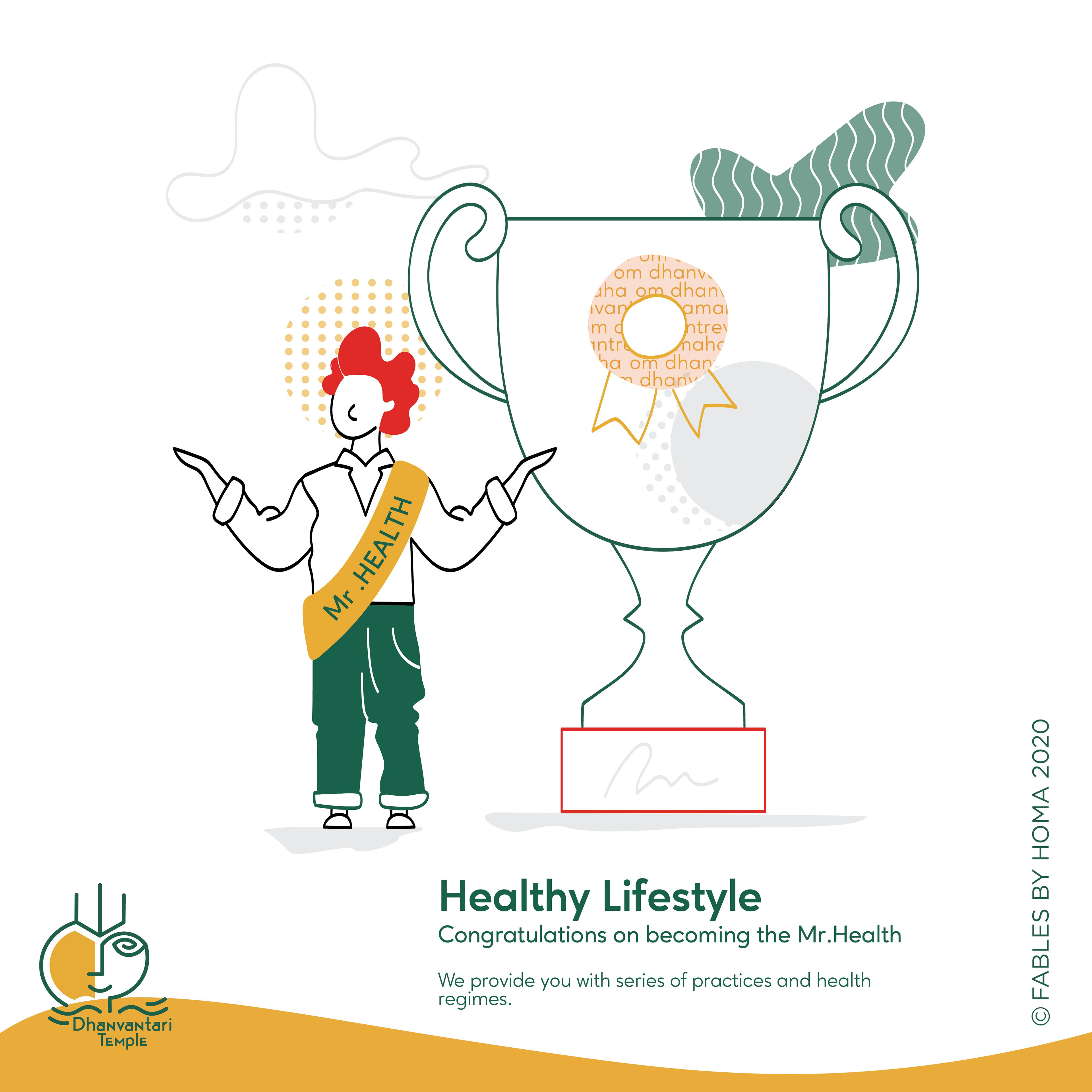 Dhanvantari Temple brand: brand illustration: healthy lifestyle