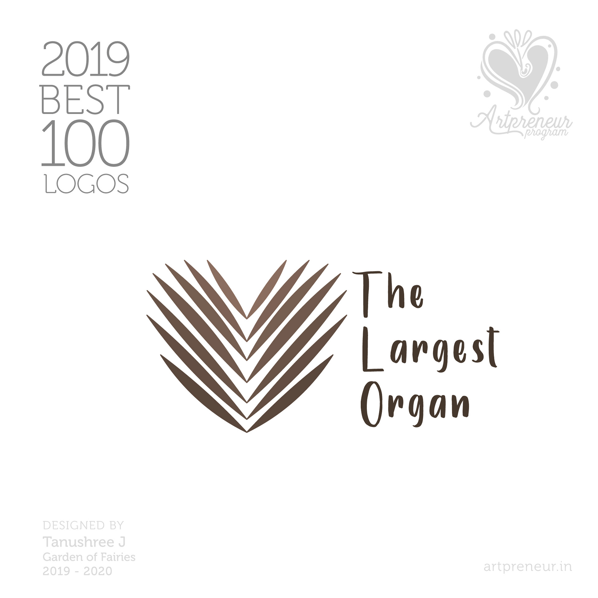 100 best logos of Atma Studios 2019: The Largest Organ logo with a leaf heart
