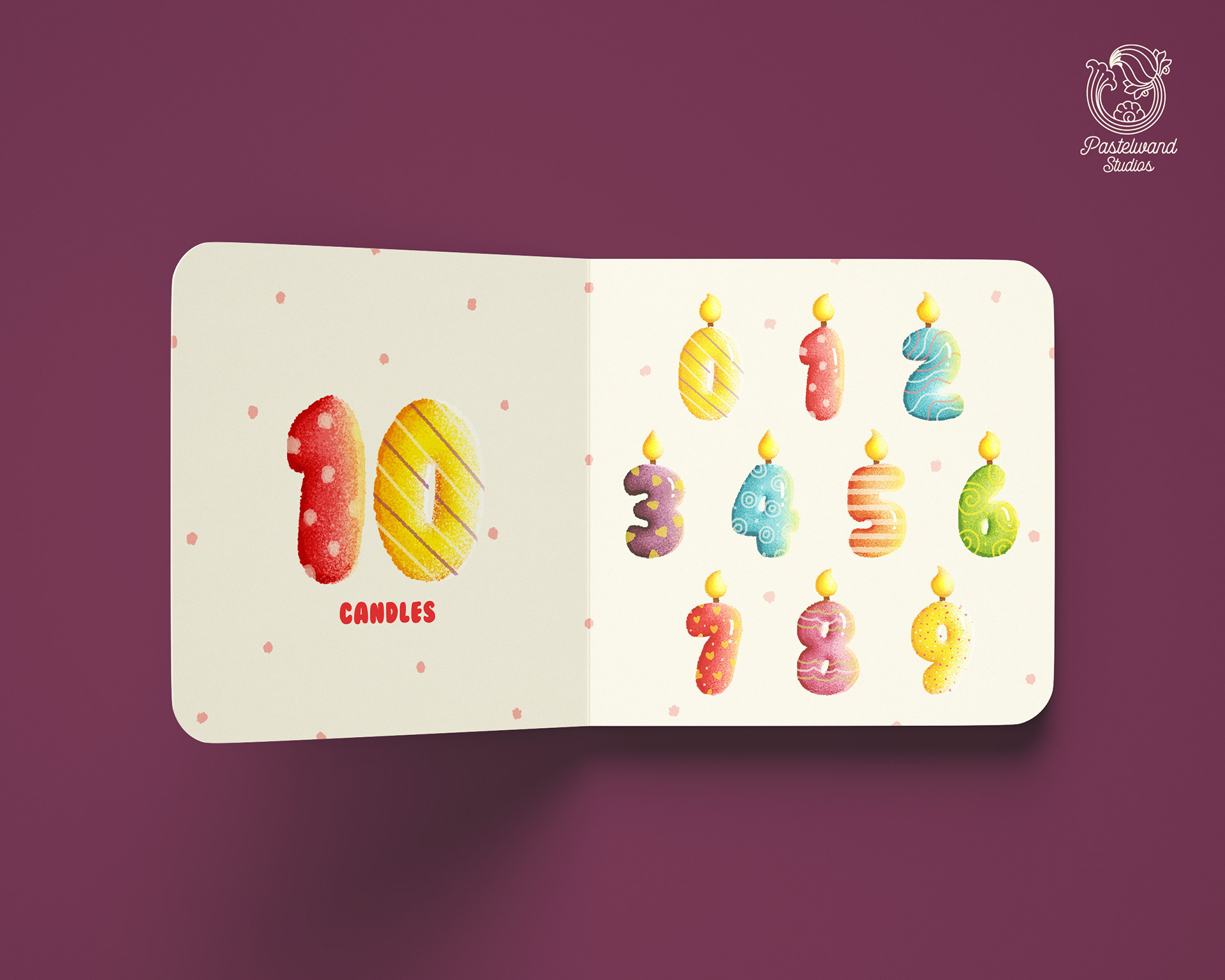 Counting My Birthday children's counting book: page 10, candles