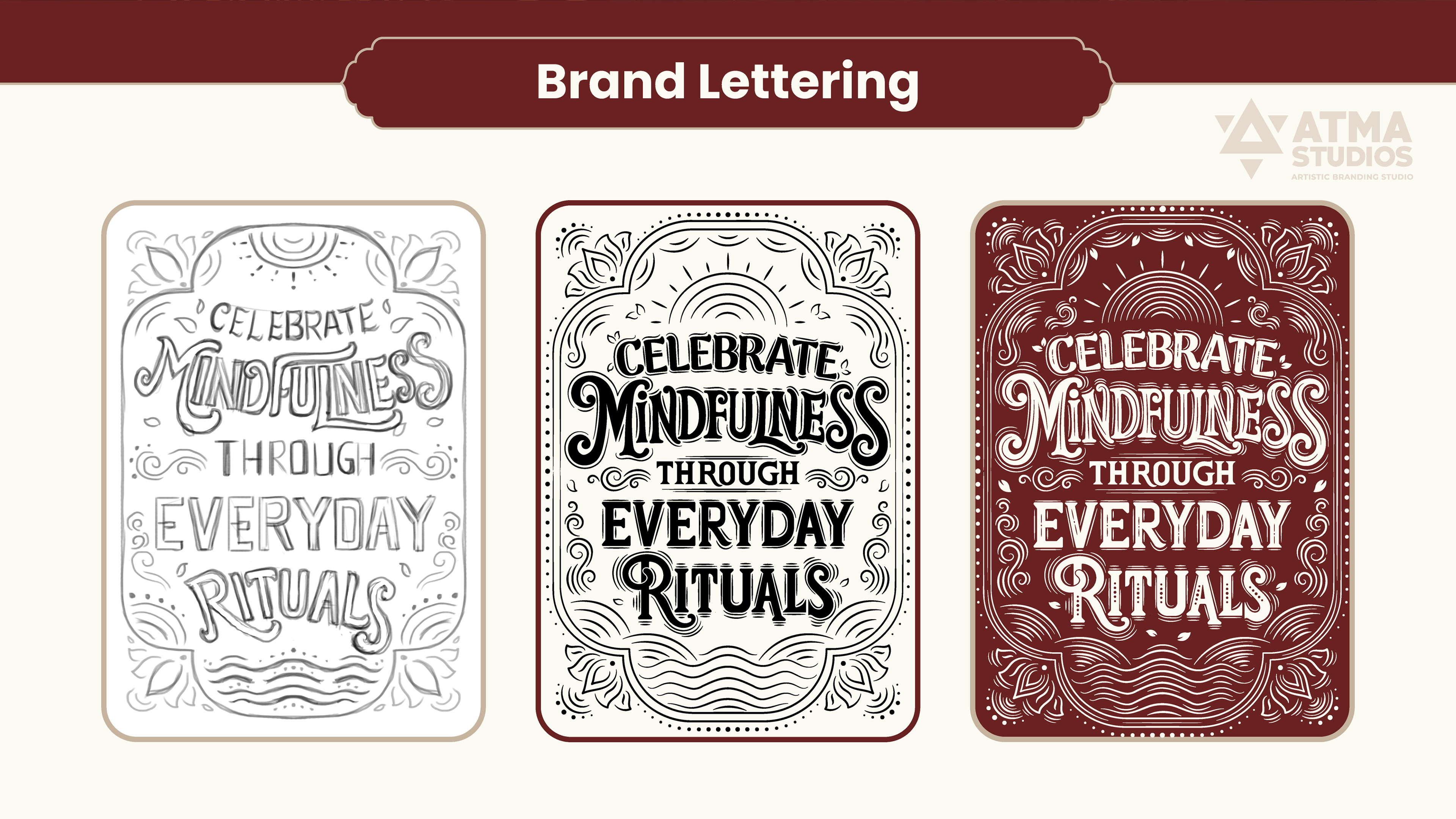 Ritualistic mindful essentials brand: brand lettering options: Celebrate Mindfulness Through Everyday Rituals