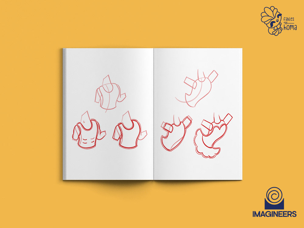 Epiphany Madhubani experimental illustrations: #9 Sketchbook page of hand and costume studies 7