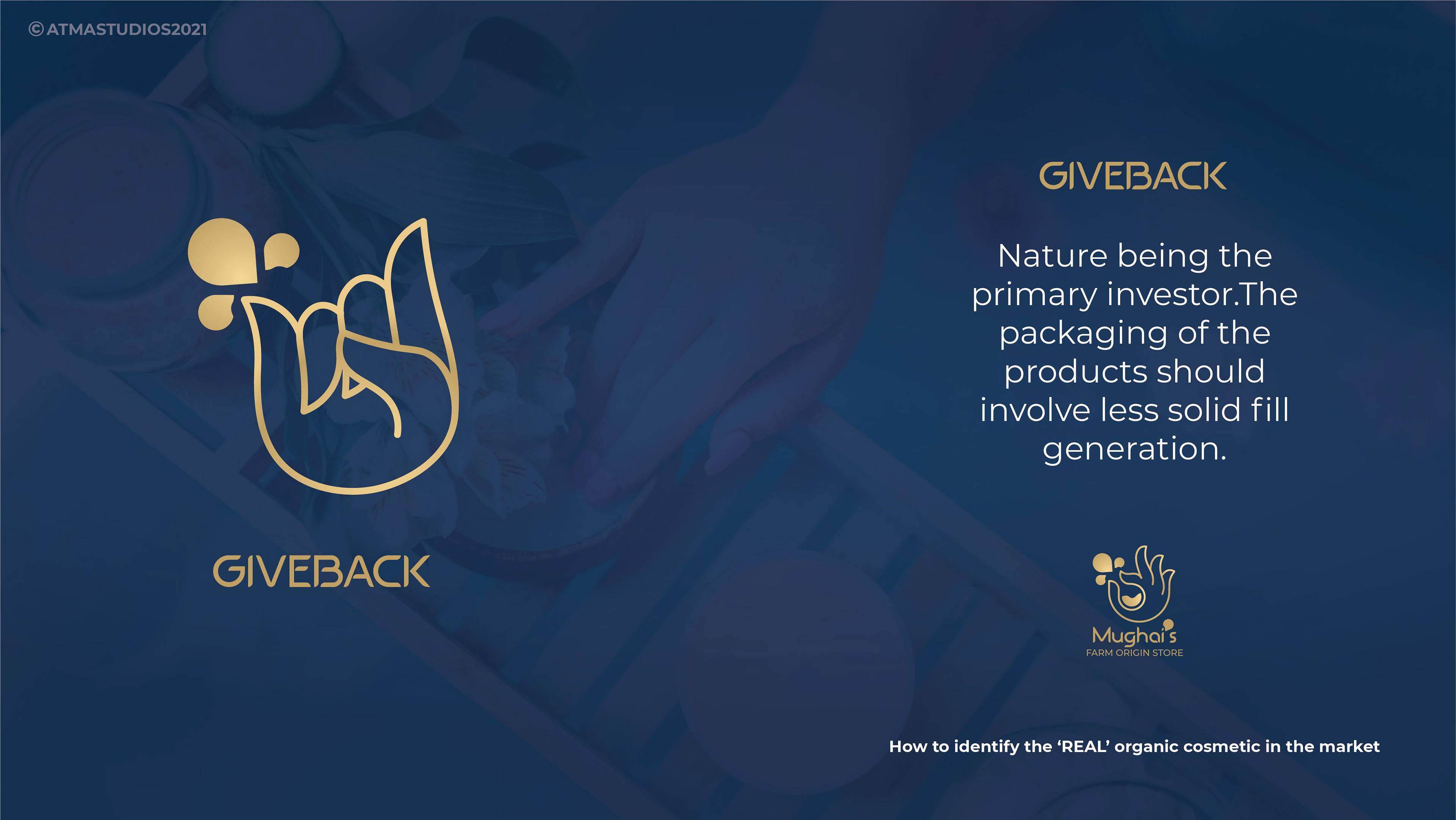 Mughai's Farm Origin Store rebranding: brand deck slide: giveback