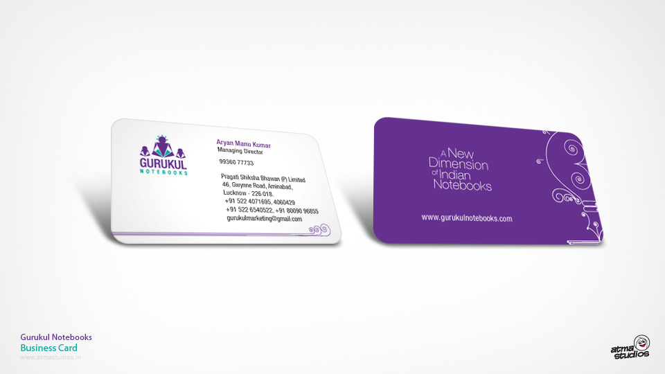 Gurukul Notebooks brand: business card design