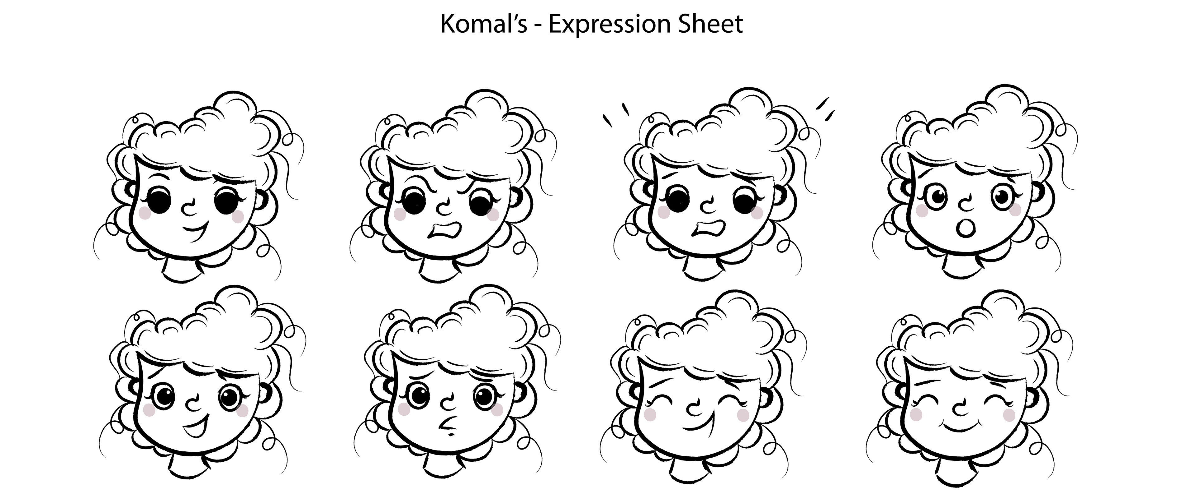 Why Can't I See God? children's book by Kavitha Amarnath: Komal expression sheet