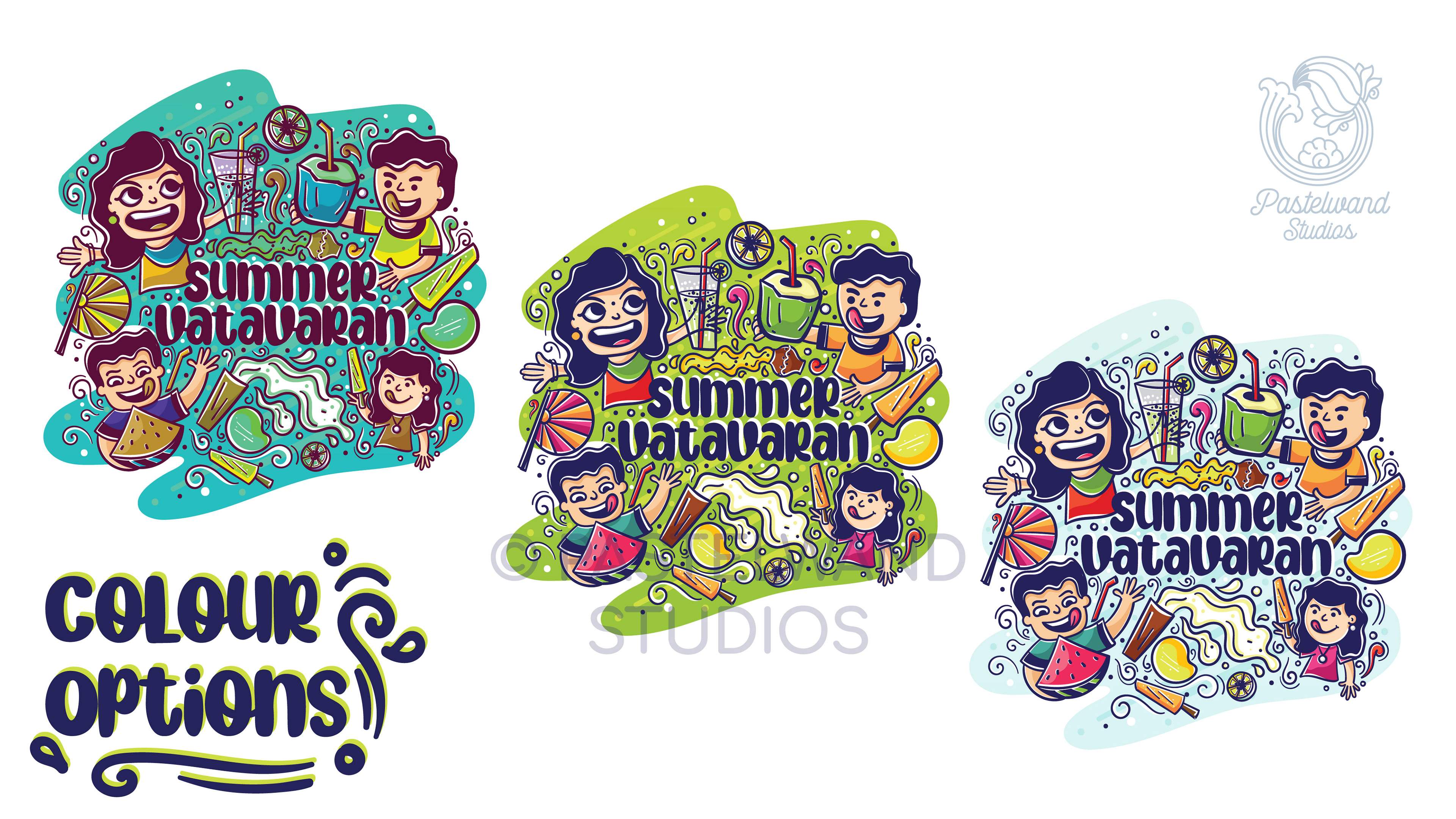 Summer nostalgia merchandise: colour options of the summer doodle