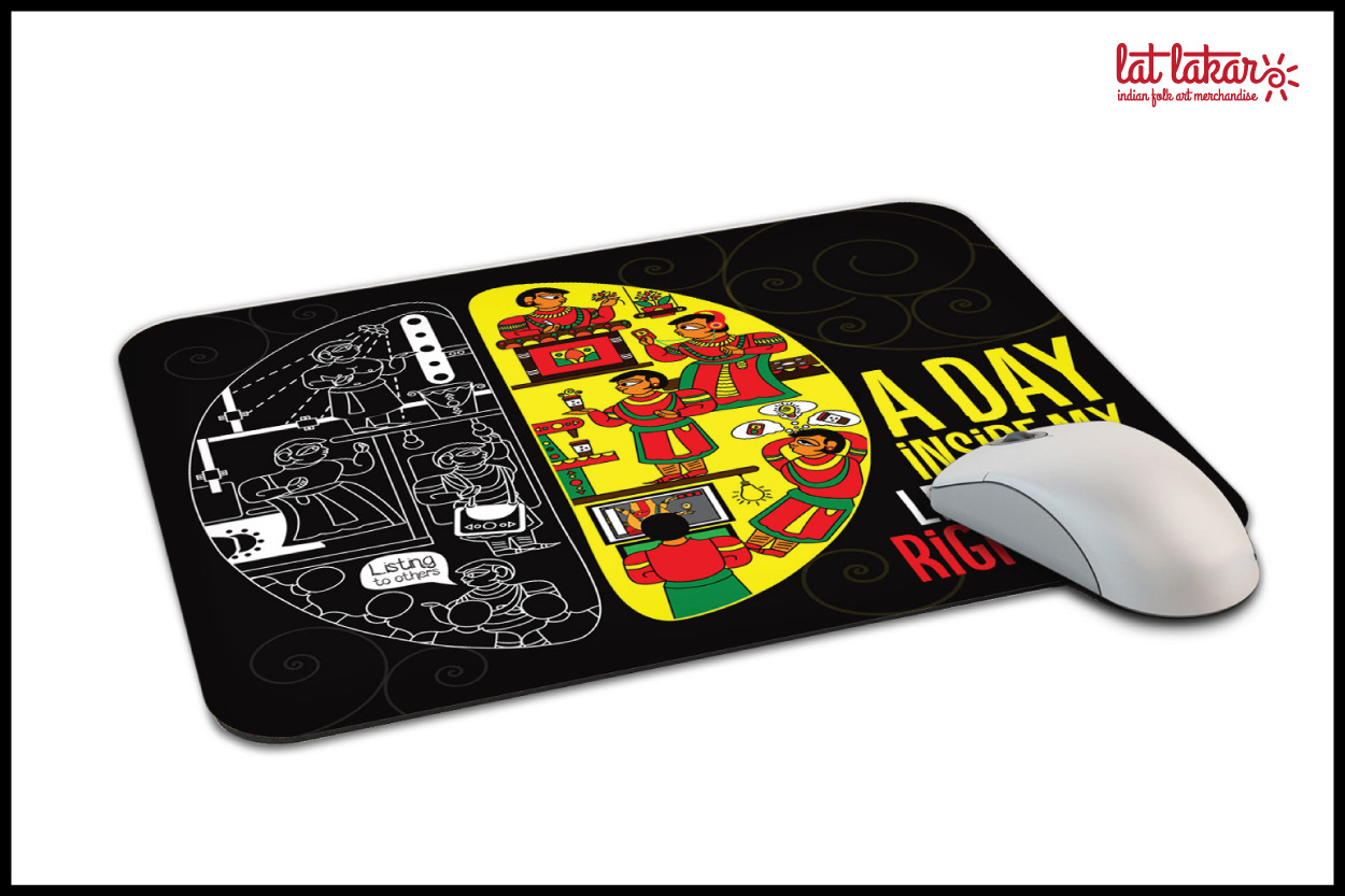 Lat Lakar Indian folk art merchandise: left brain right brain mouse pad
