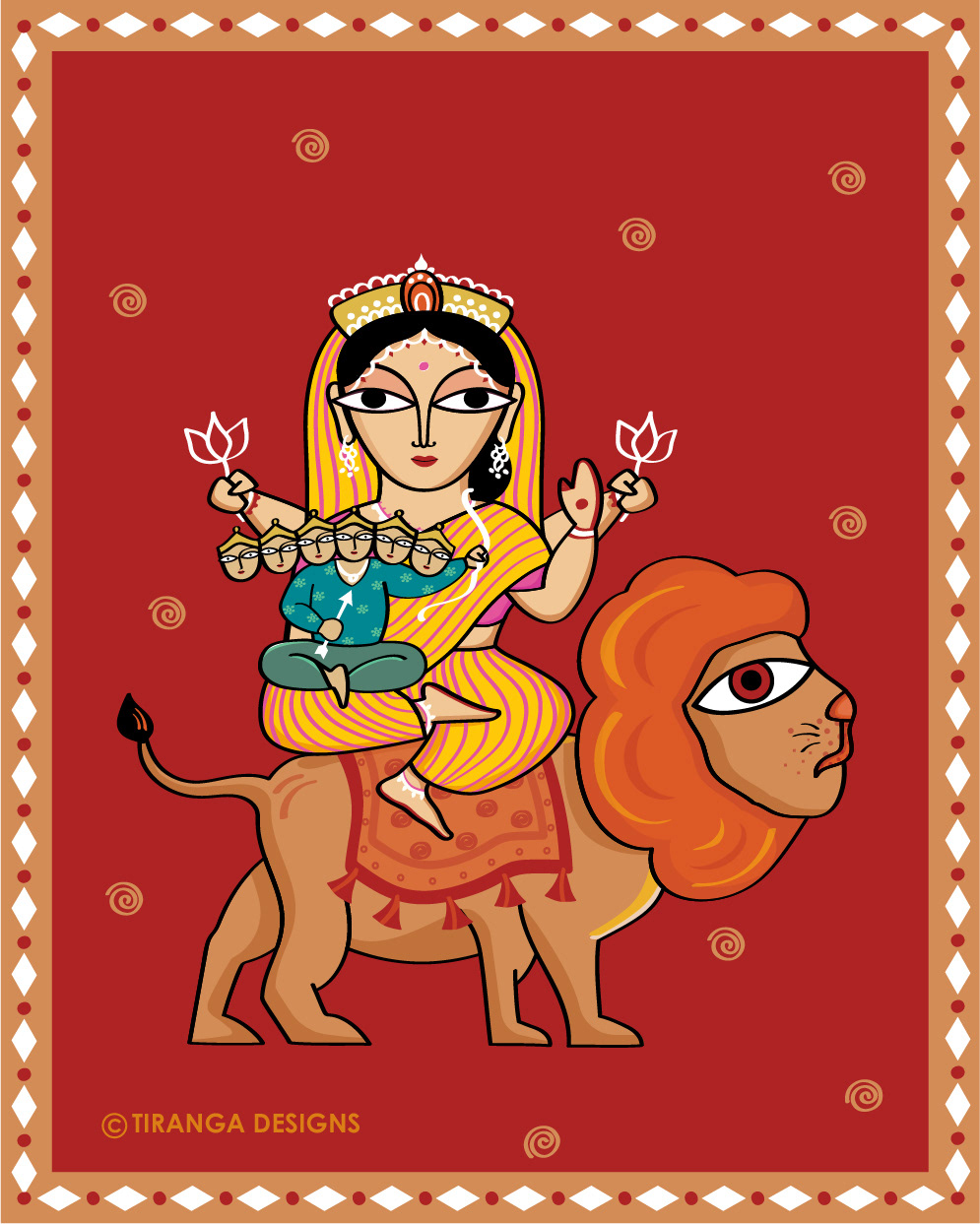 Goddess Durga, 9 forms worshipped during Navratri: #5 Skandamata on a lion