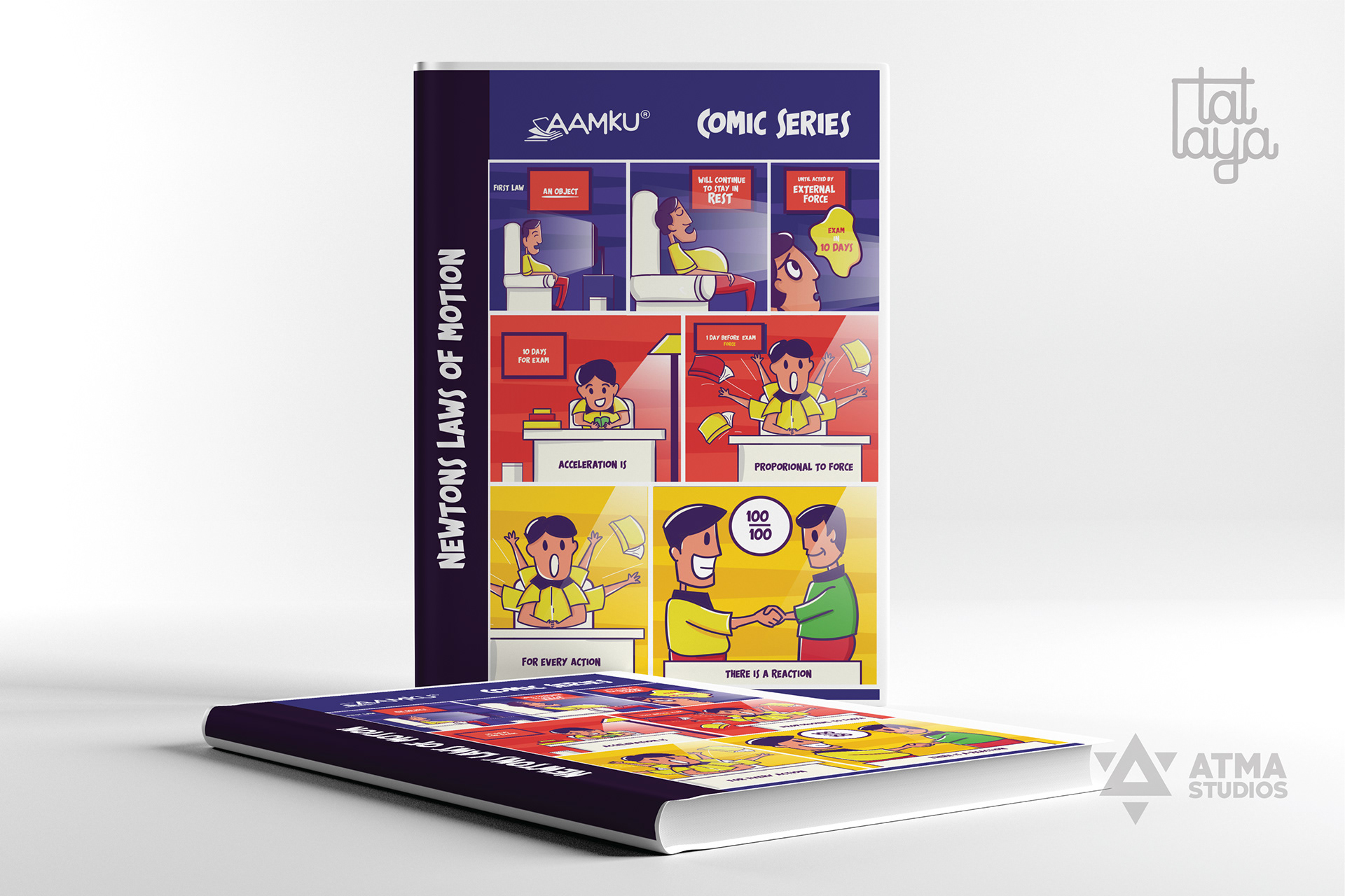 Aamku notebook cover designs: purple comic panel notebook standing