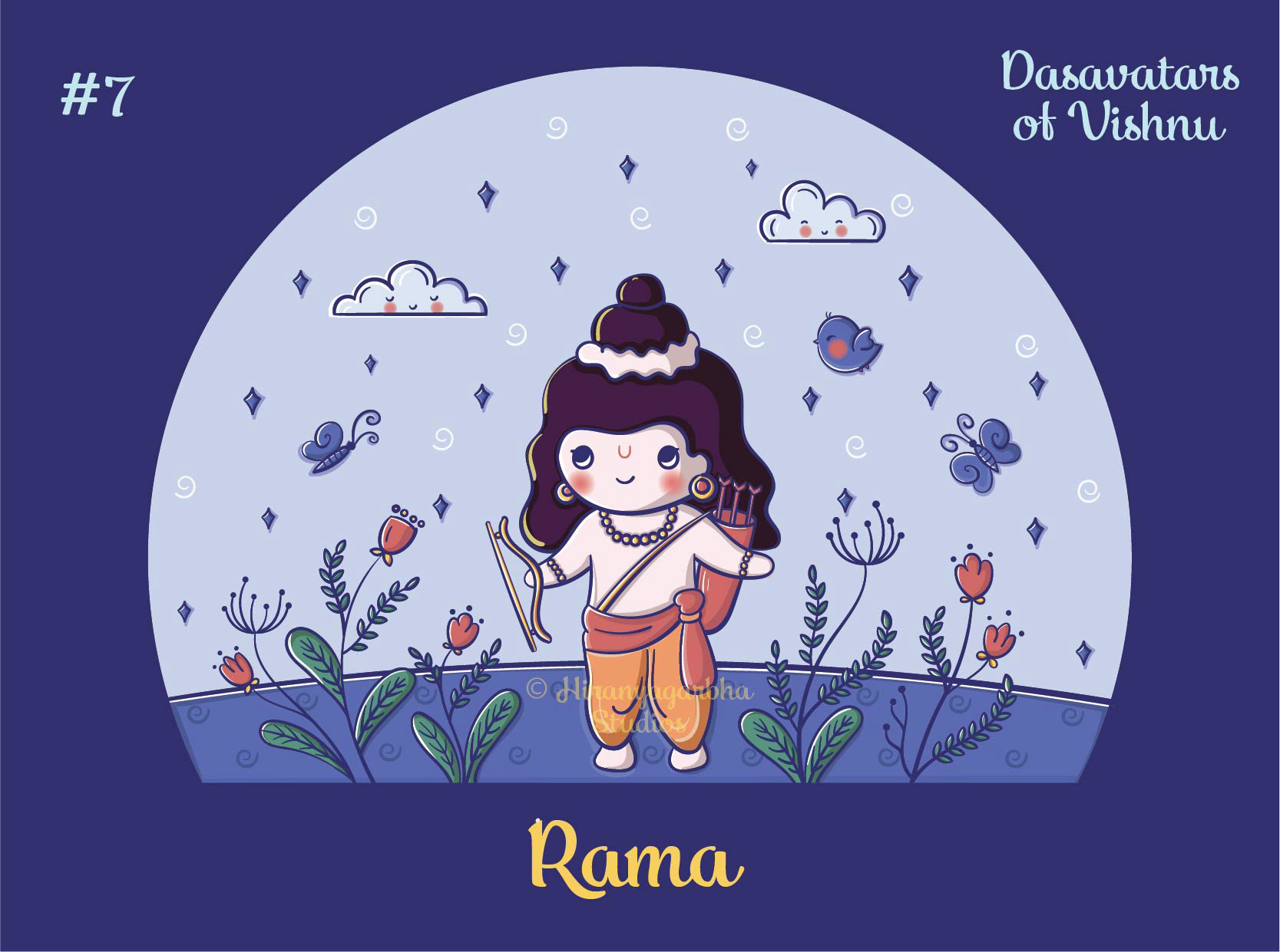 Cute Dasavatars of Vishnu for kids clothing: #7 Rama