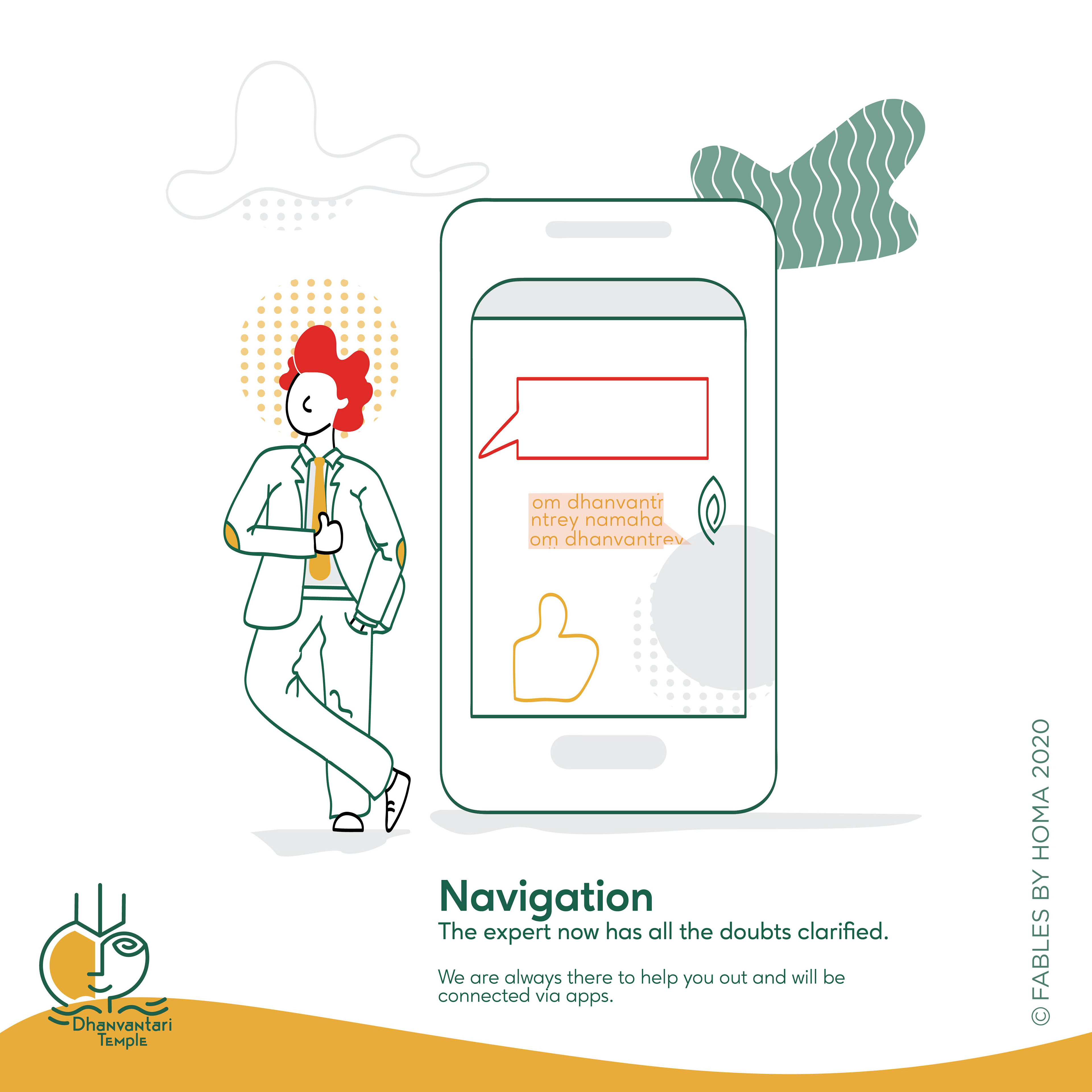 Dhanvantari Temple brand: brand illustration: navigation