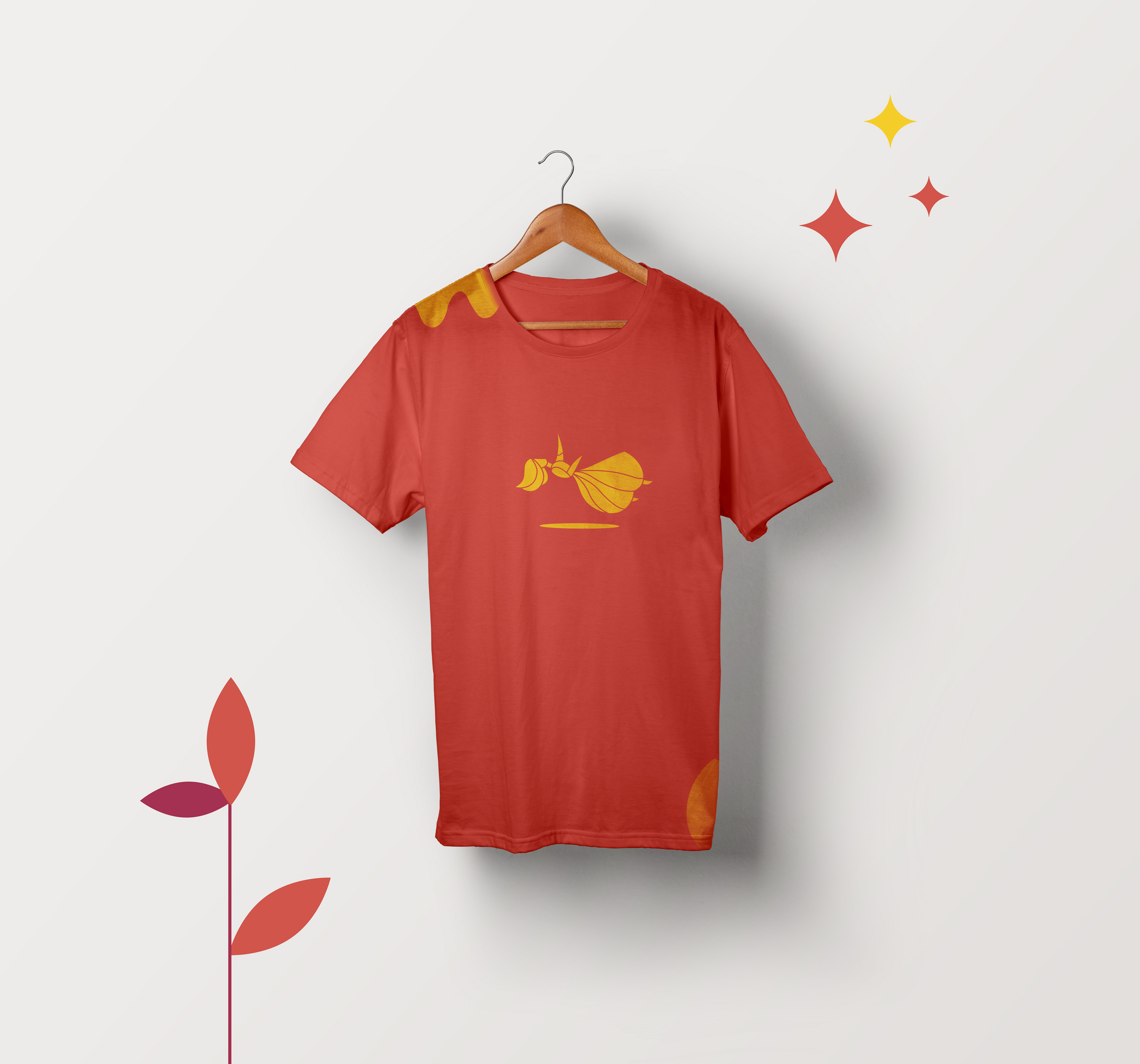 Lucid Dreamers art supplies store brand: red T-shirt design with logo
