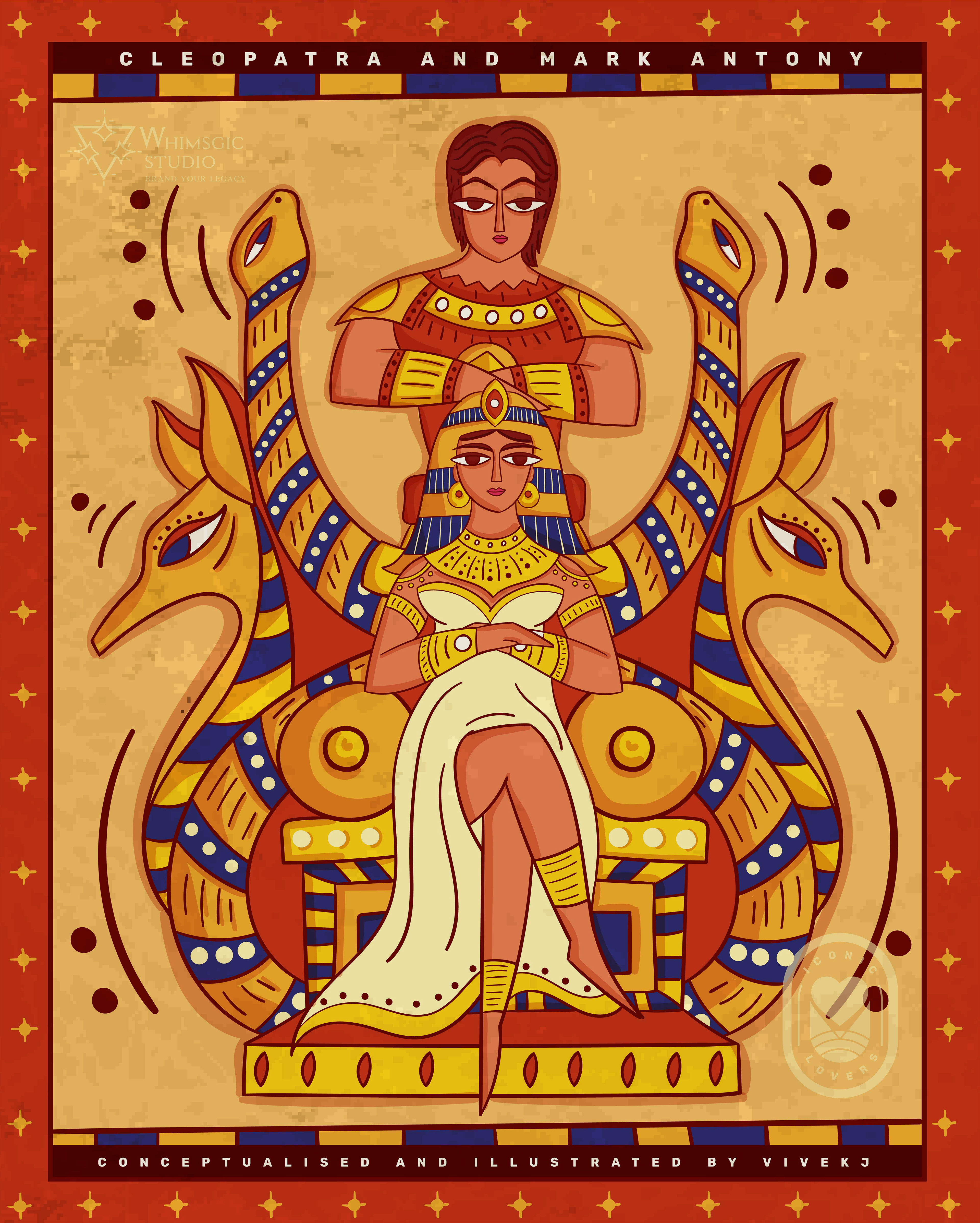12 iconic lovers in contemporary Bengal Pattachitra: #3 Cleopatra and Mark Antony