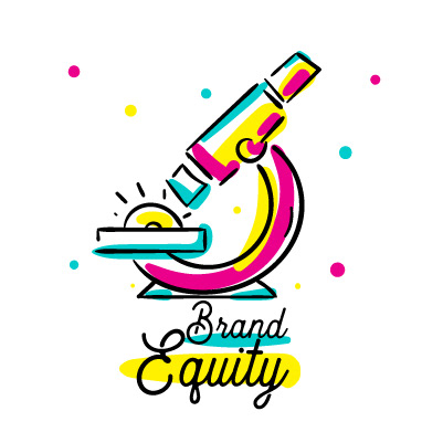 Artpreneur creative program hand-drawn icon: Brand Equity icon, a microscope