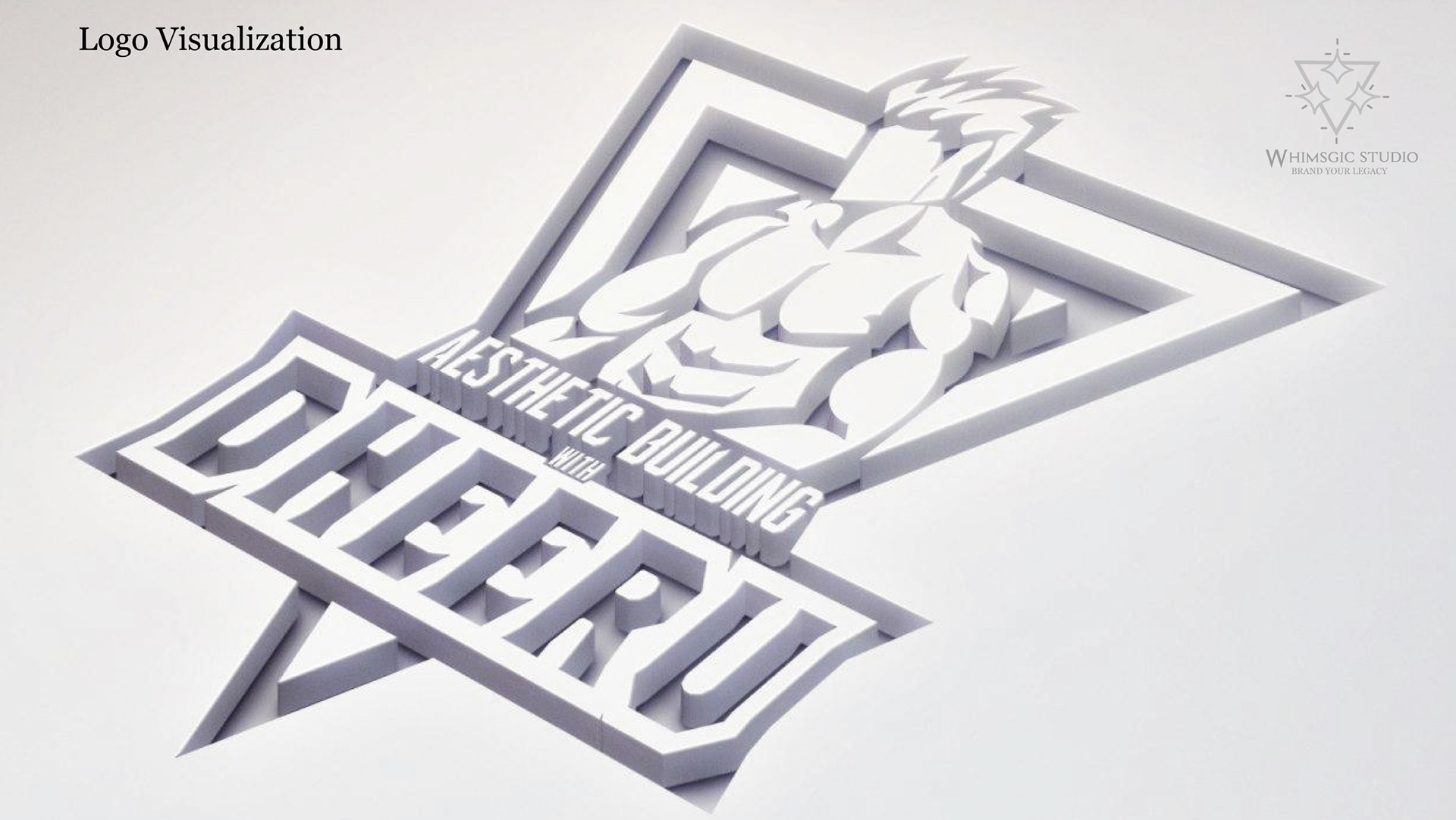 Dheeru athlete personal brand: logo visualization as a metallic 3D emblem