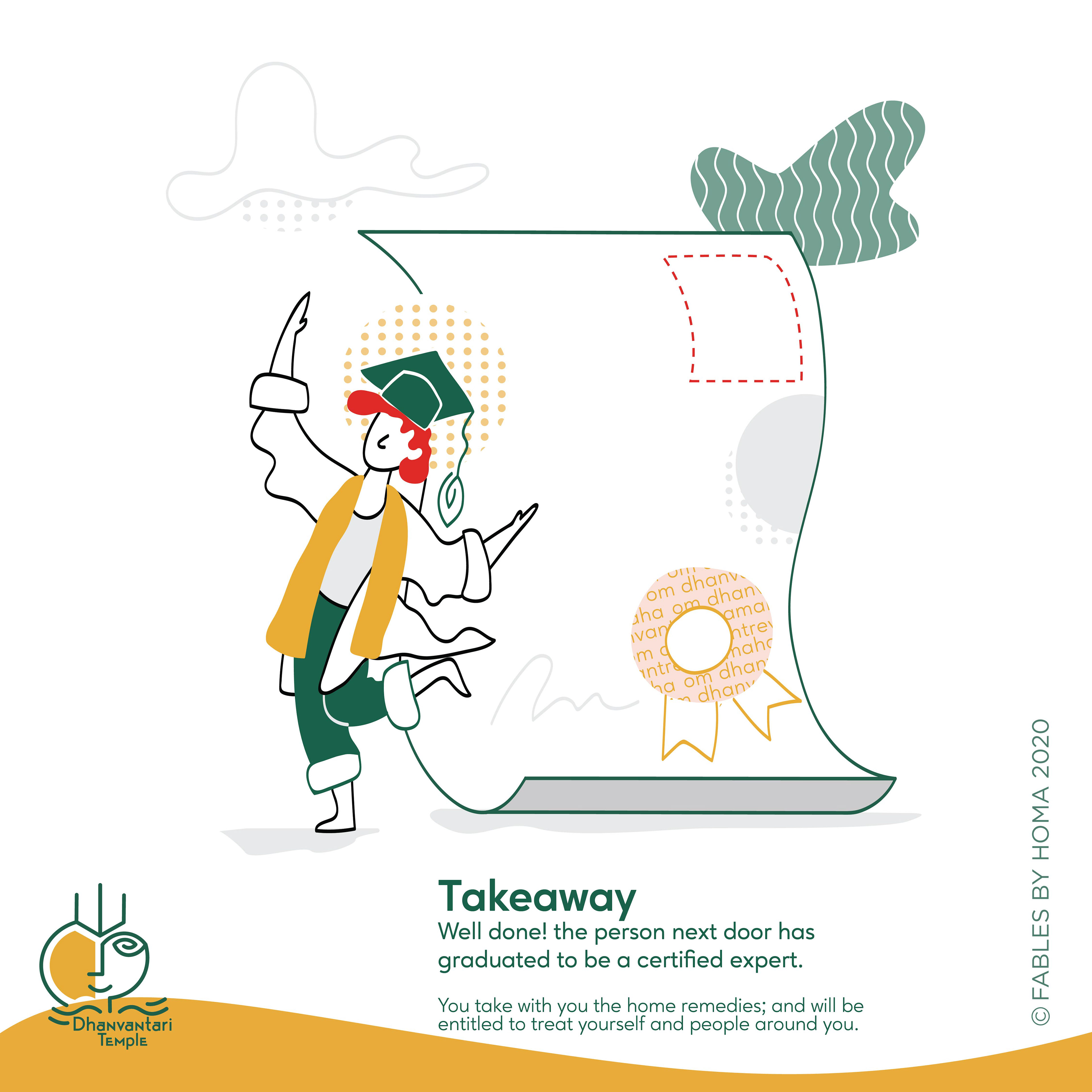 Dhanvantari Temple brand: brand illustration: takeaway