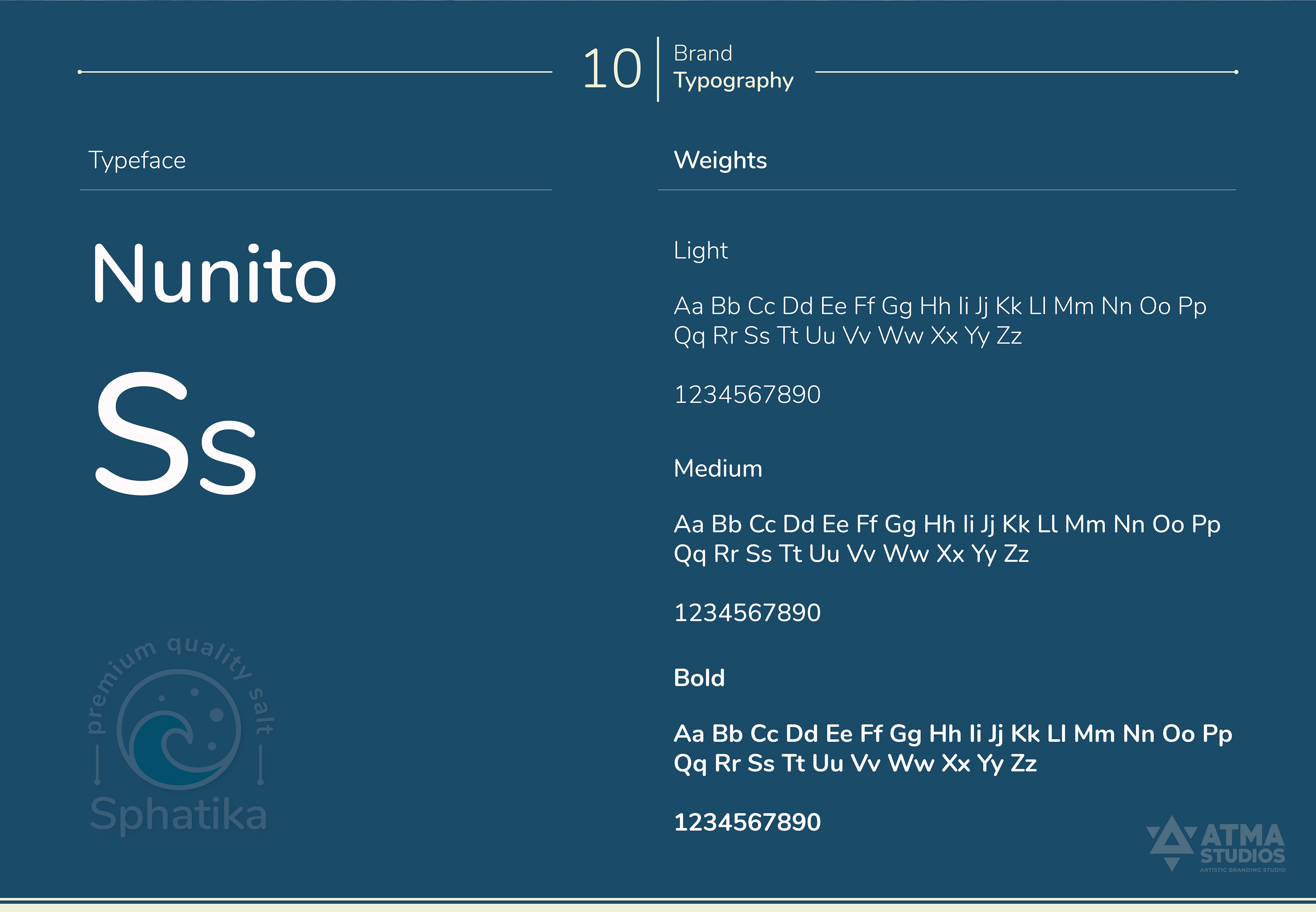 Sphatika premium salt brand: brand typography sheet showing the Nunito typeface