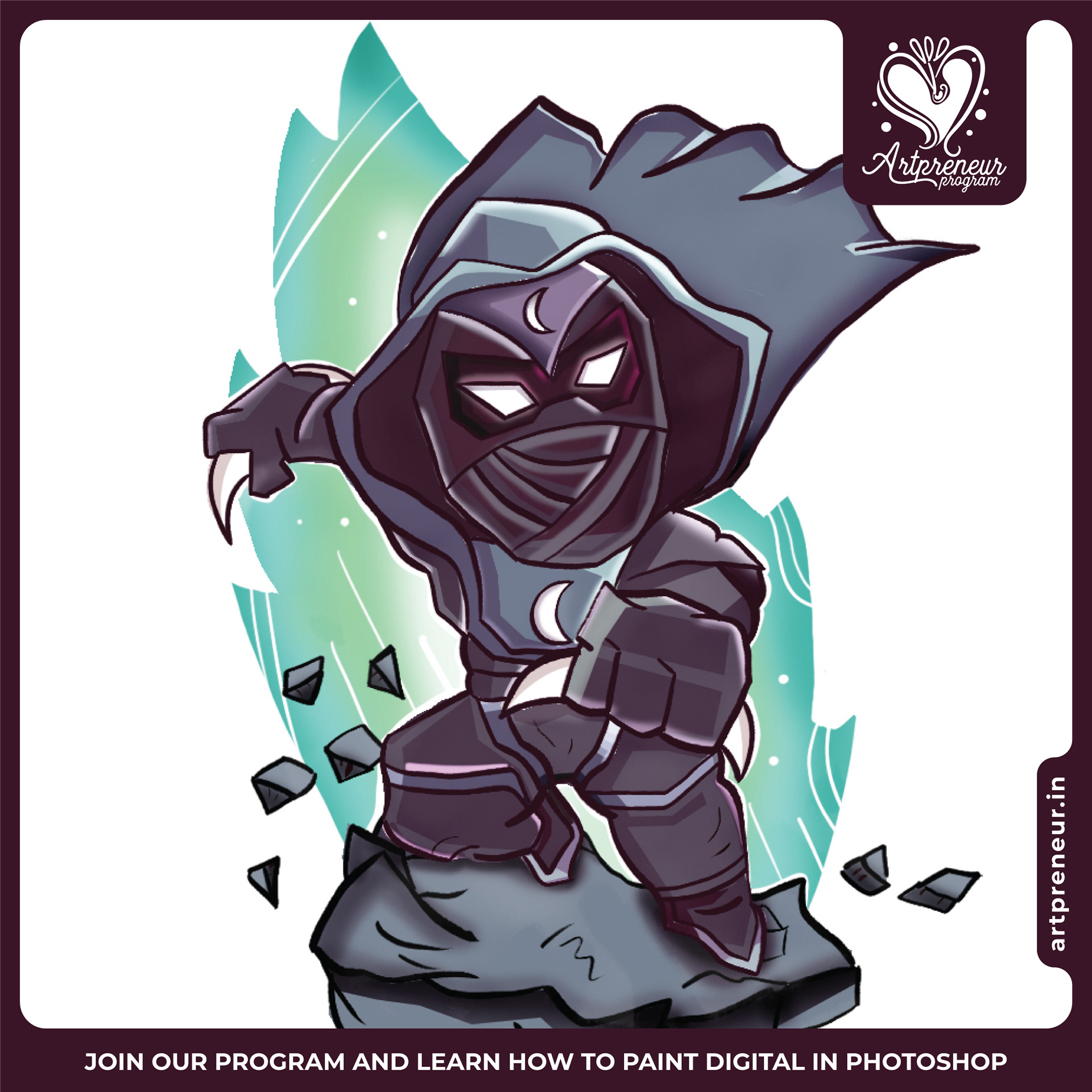 12 cute chibi illustrations collective 2021-2022: #10 Hooded shadow figure chibi