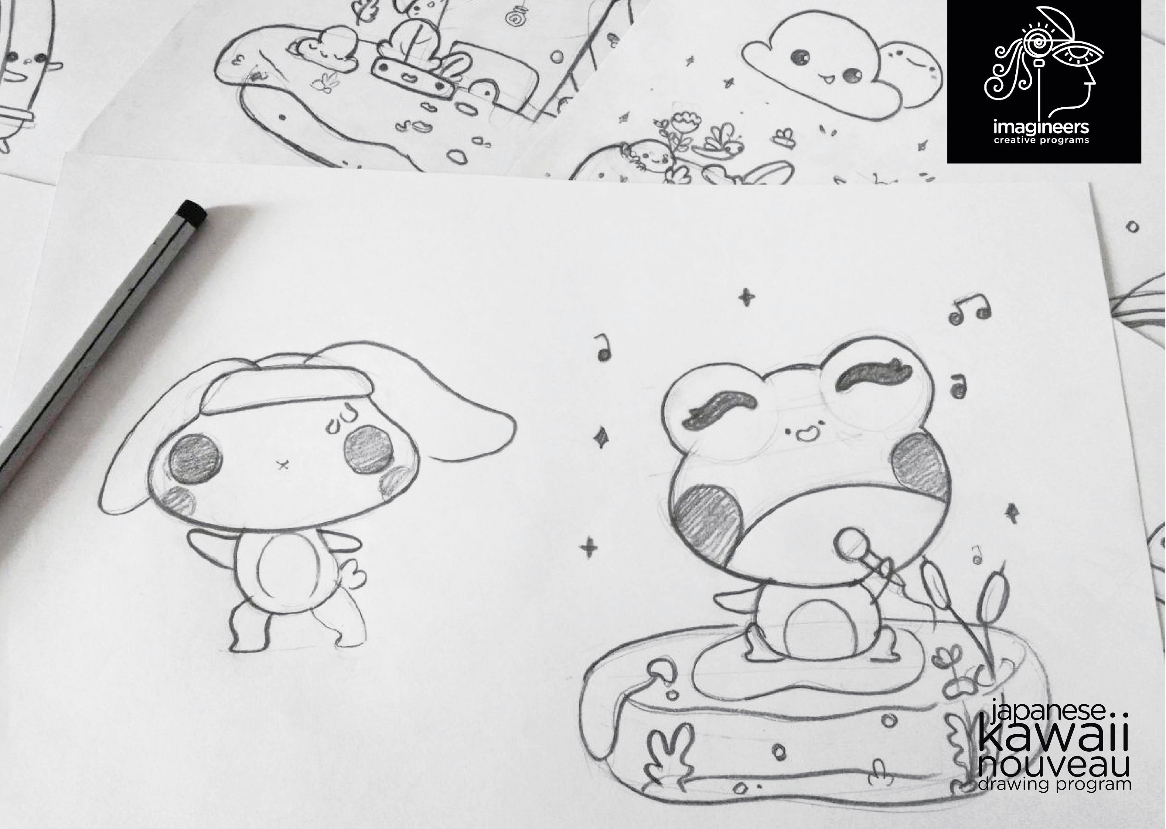 Japanese kawaii nouveau cute characters: #47 Kawaii character pencil sketches