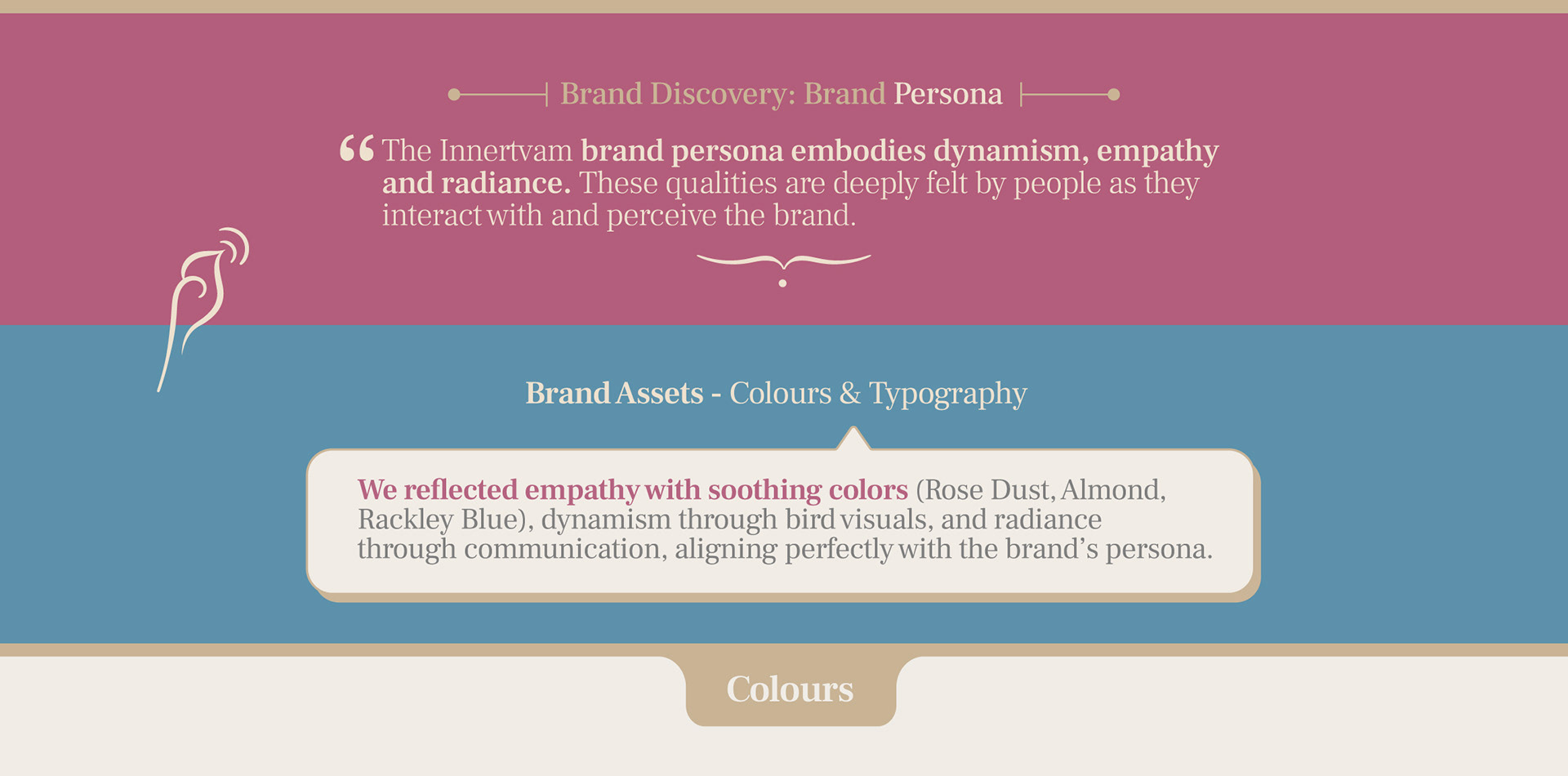 Innertvam life transformation program brand: brand persona slide introducing the colours
