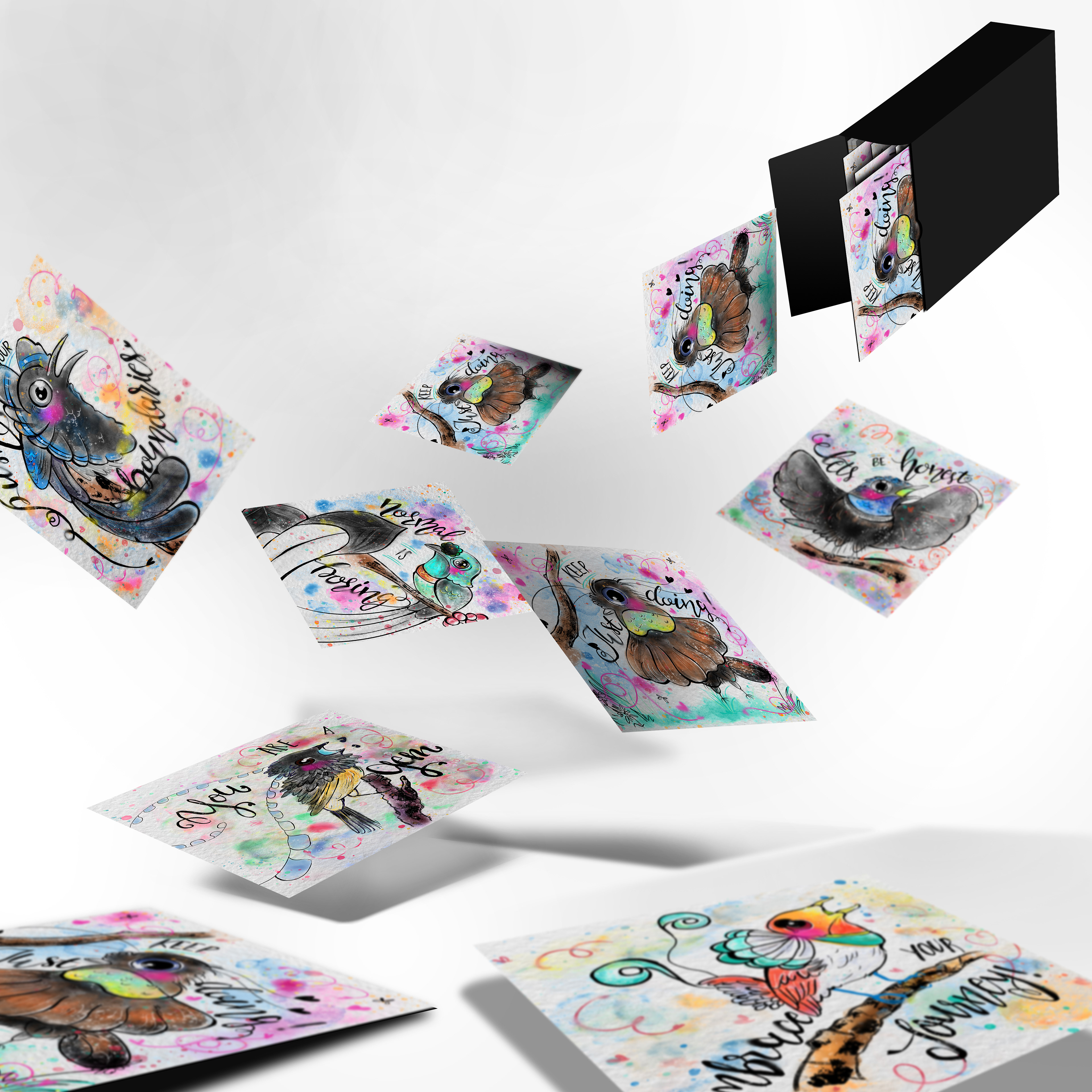 Birds of paradise watercolour illustrations: #13 Postcard set mockup