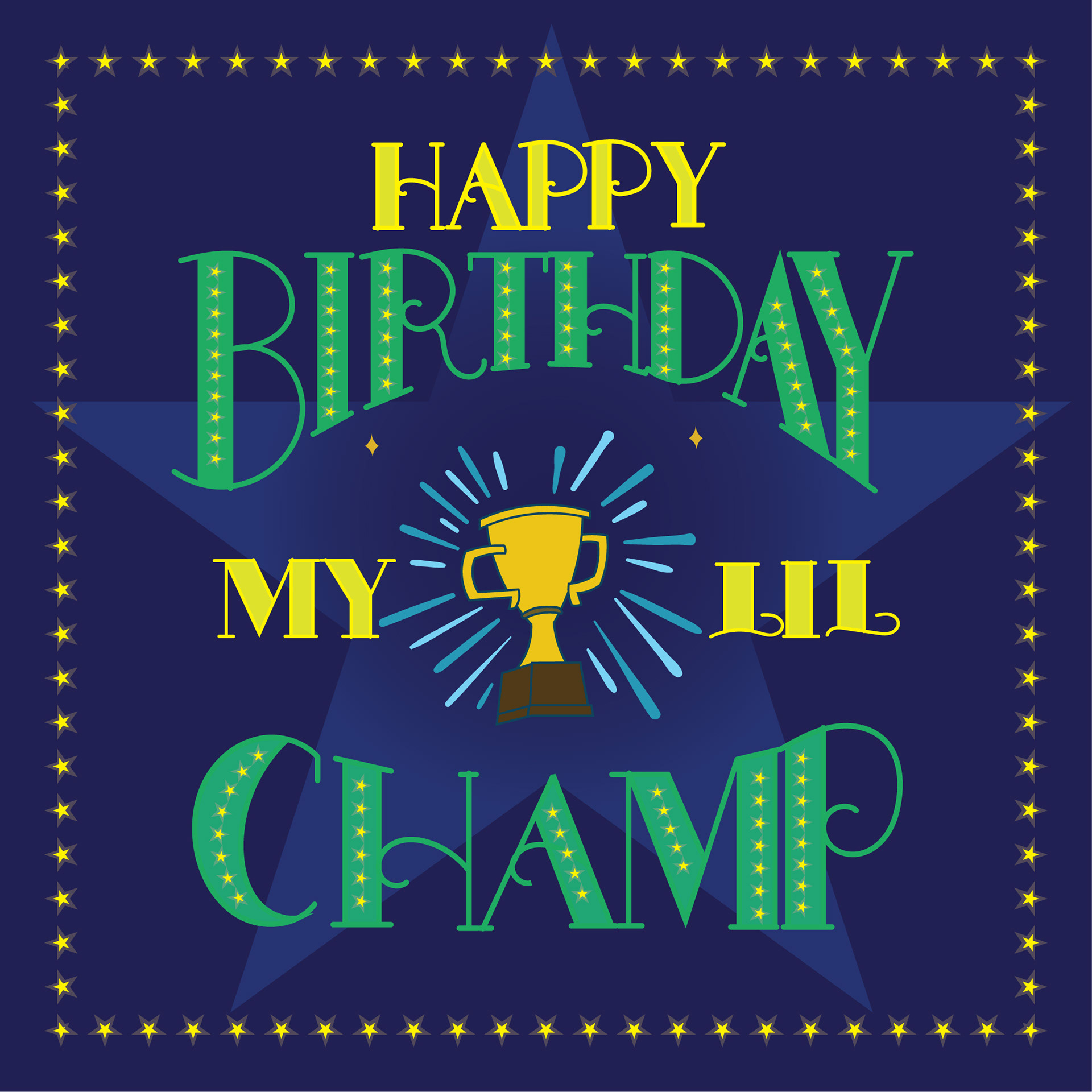 Experimental illustrative lettering 2020: Happy Birthday my lil champ