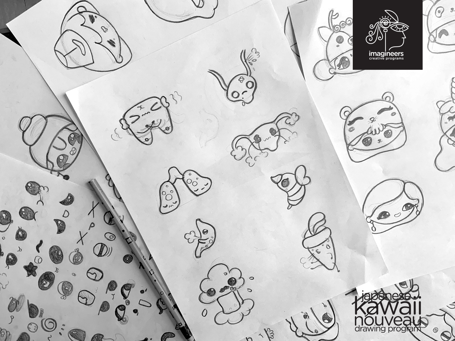 Japanese kawaii nouveau cute characters: #10 Kawaii character pencil sketches