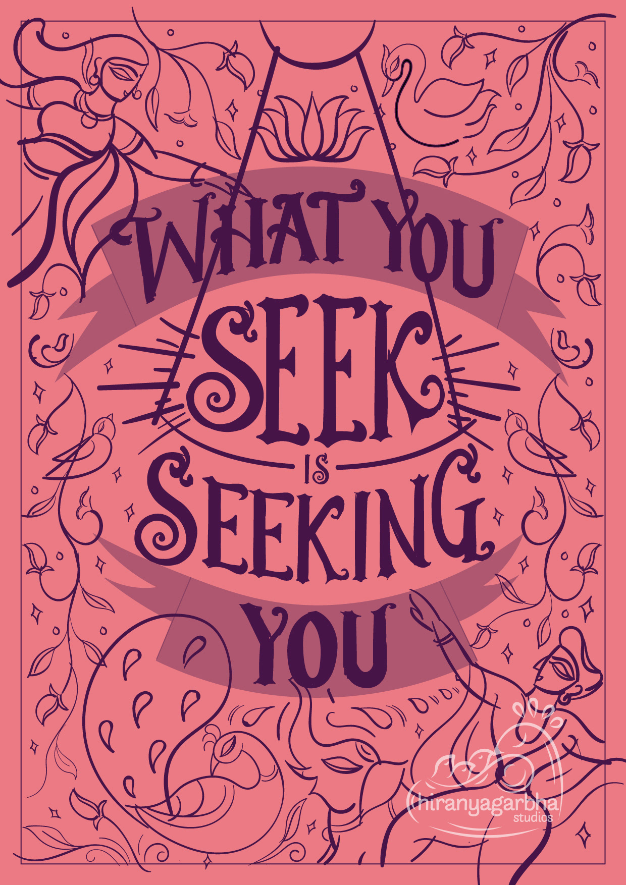 Law of attraction illustrative lettering: sketch layer of the lettering artwork