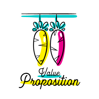 Artpreneur creative program hand-drawn icon: Value Proposition icon, hanging carrots