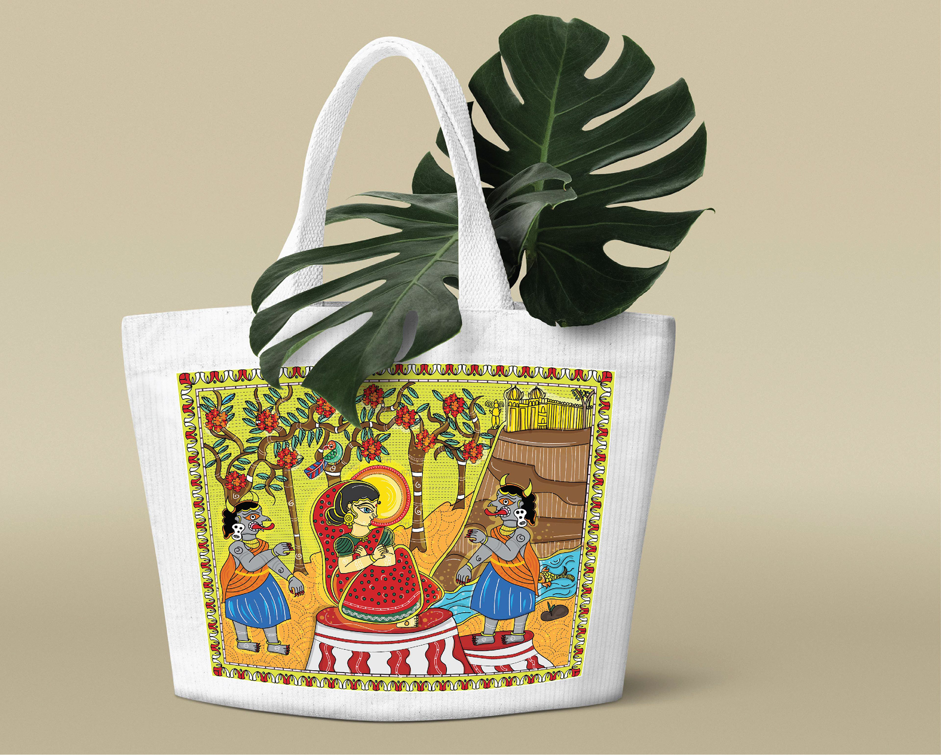 20 tree-based illustrations collective: #12 Tote bag with the fruit tree scene