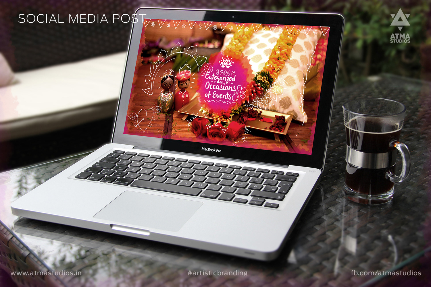 Vilvaa online garland store brand: social media post shown on a laptop