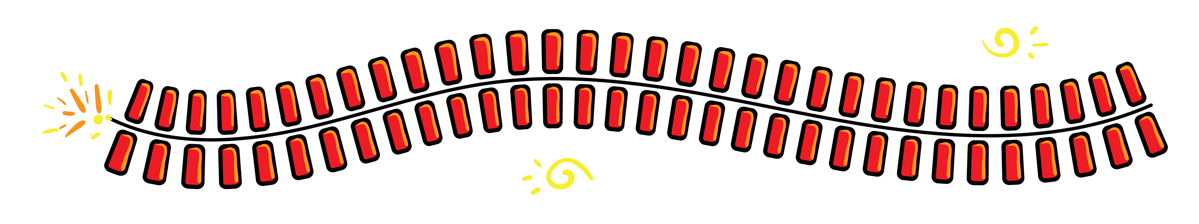 Sweet Kadai Diwali package illustration: string of firecrackers border