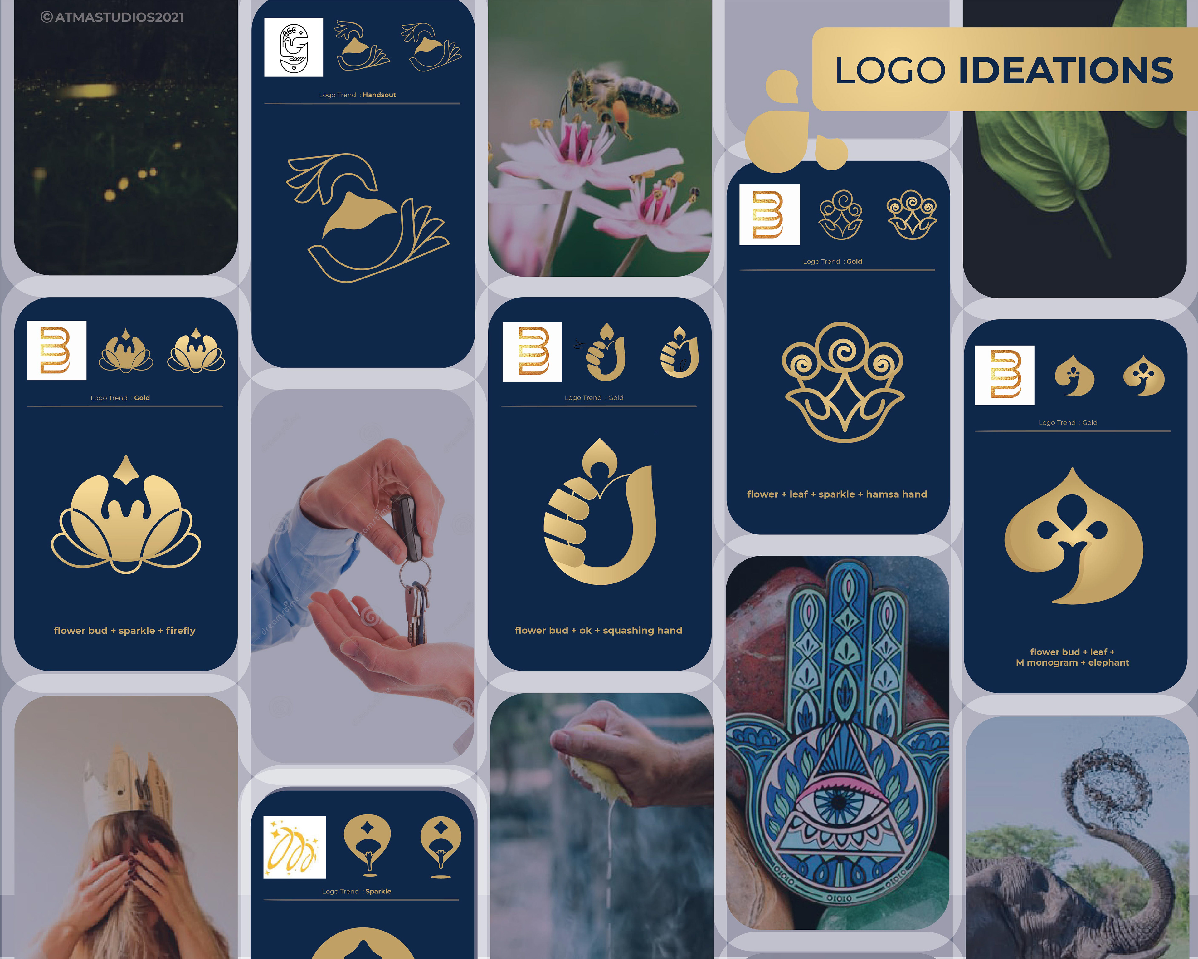 Mughai's Farm Origin Store rebranding: logo ideations moodboard grid