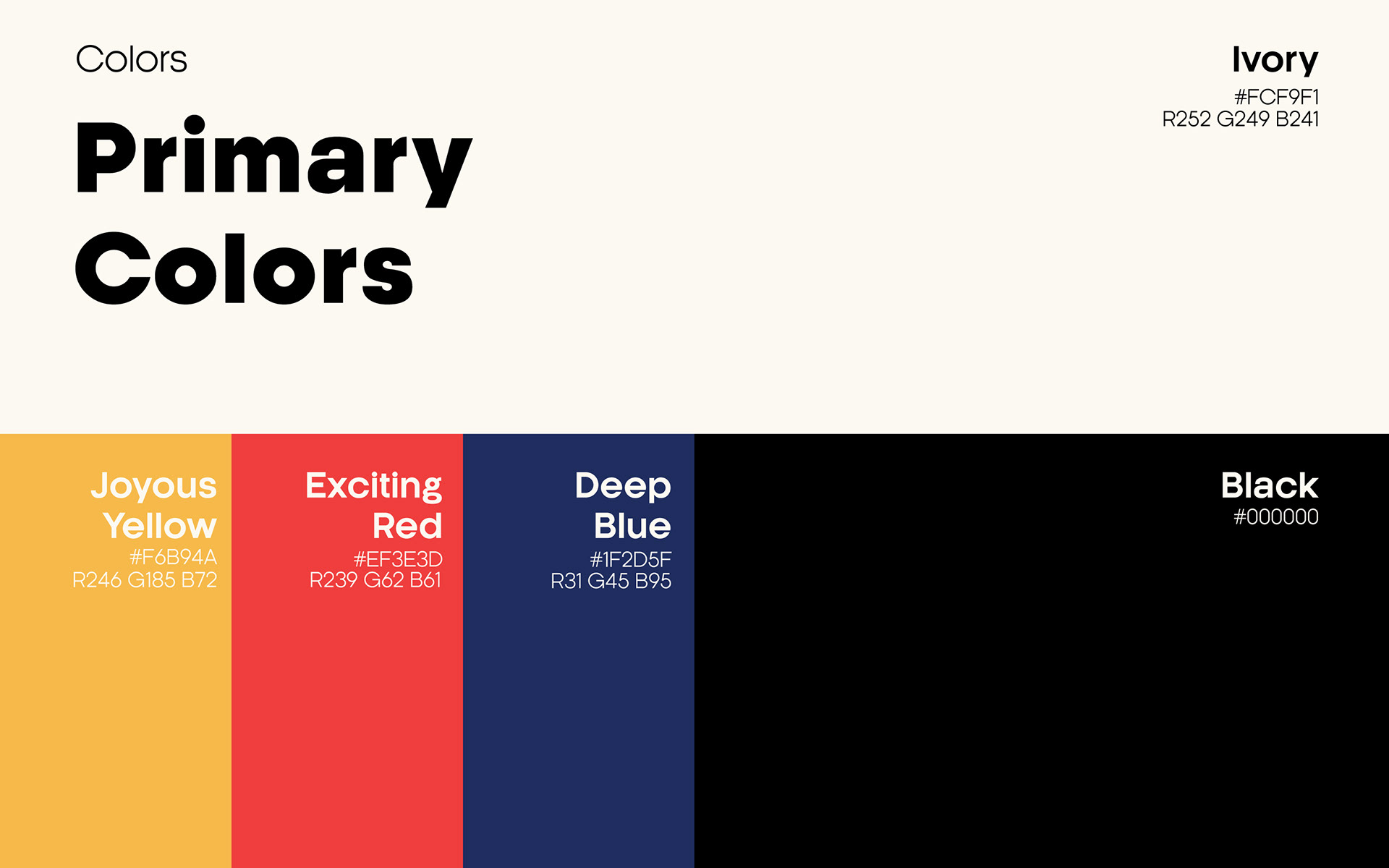 Imagineers creative program rebranding: primary colours of yellow, red, blue, black and ivory