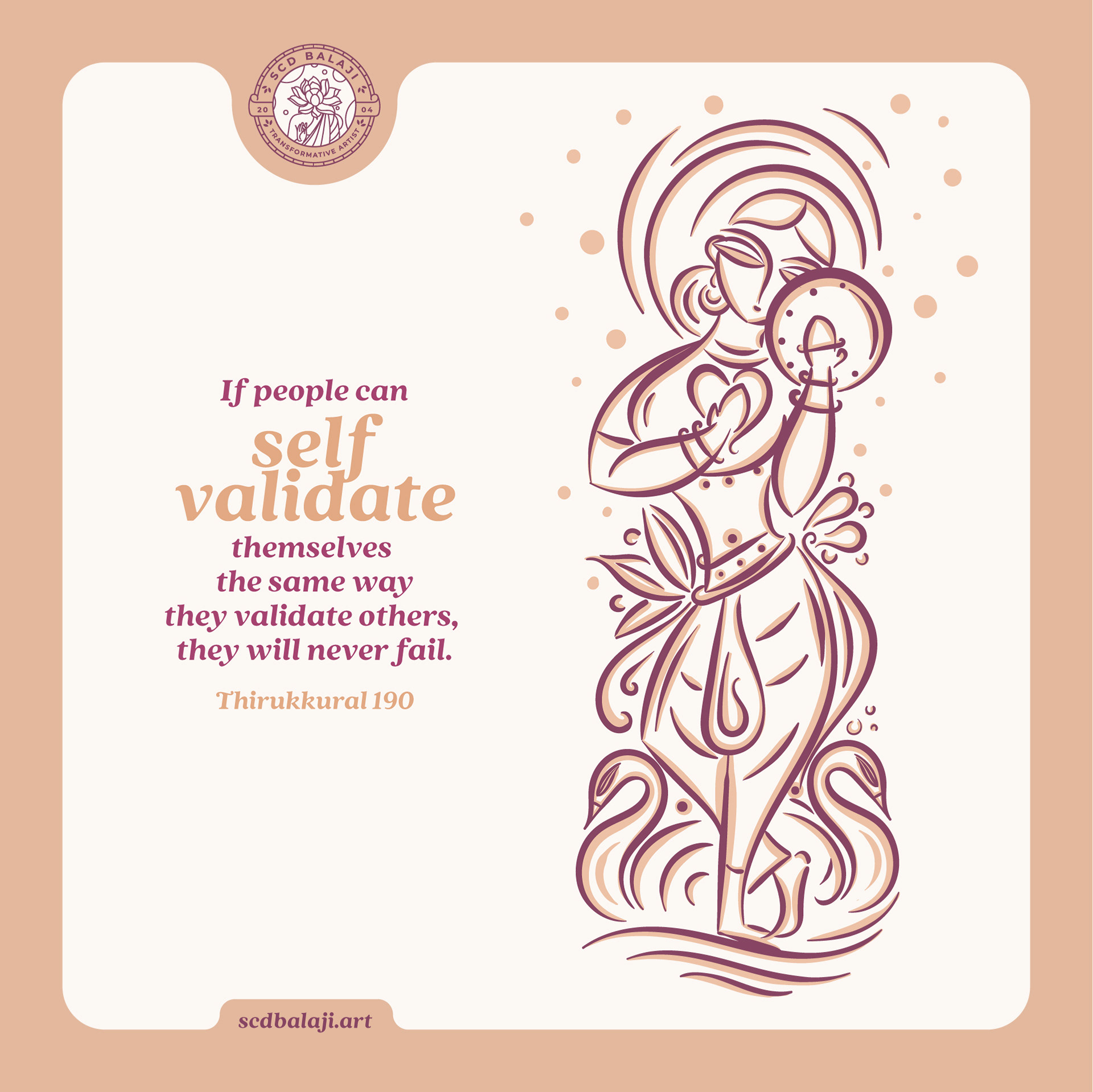 Talismans of Thirukkural: #2 "Self-validate" Thirukkural line art card