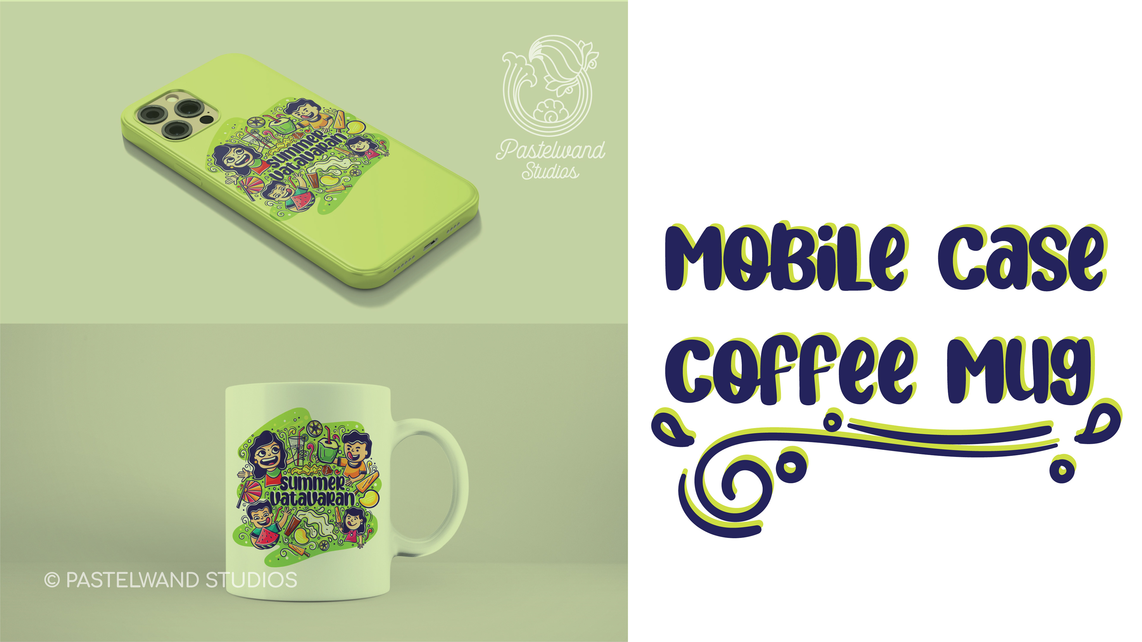 Summer nostalgia merchandise: mobile case and coffee mug adaptations