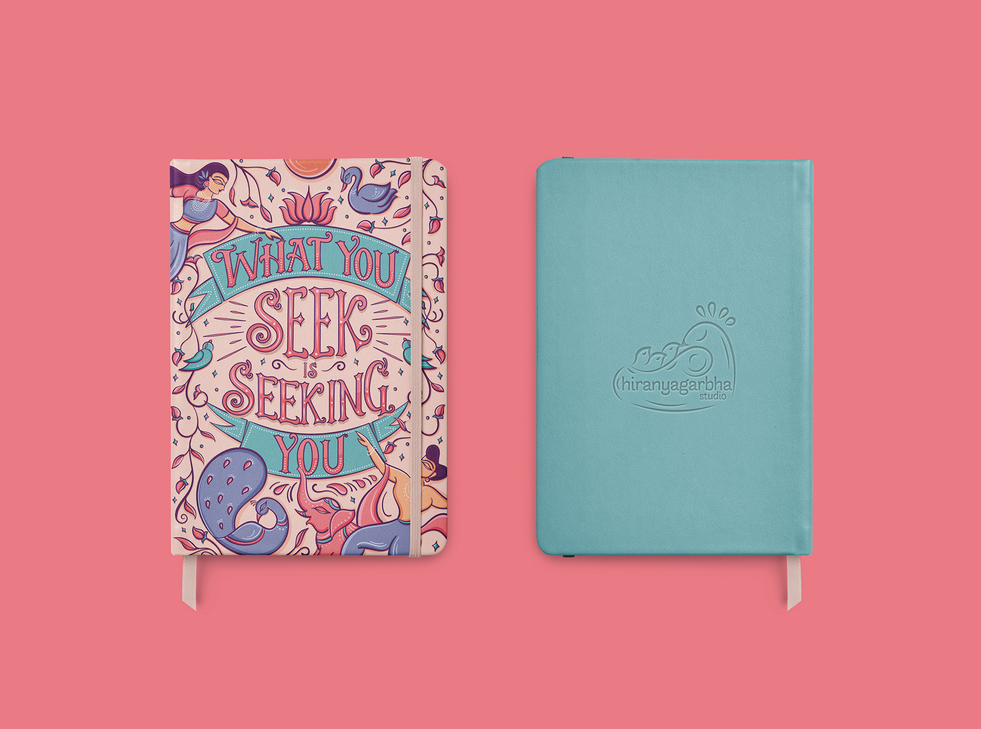 Law of attraction illustrative lettering: notebook cover adaptation