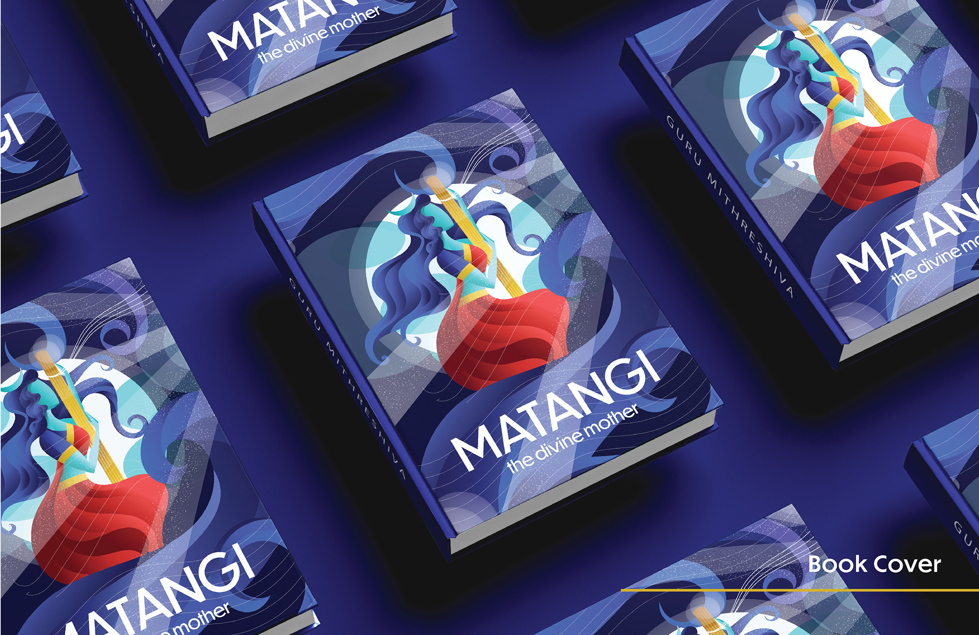 Matangi spiritual brand: book cover design mockups with the Matangi illustration