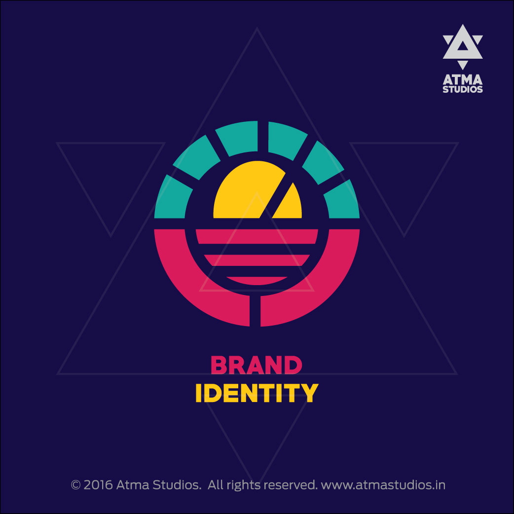 Atma Studios branding packages icon: Brand Identity, a sunrise mark in a circle