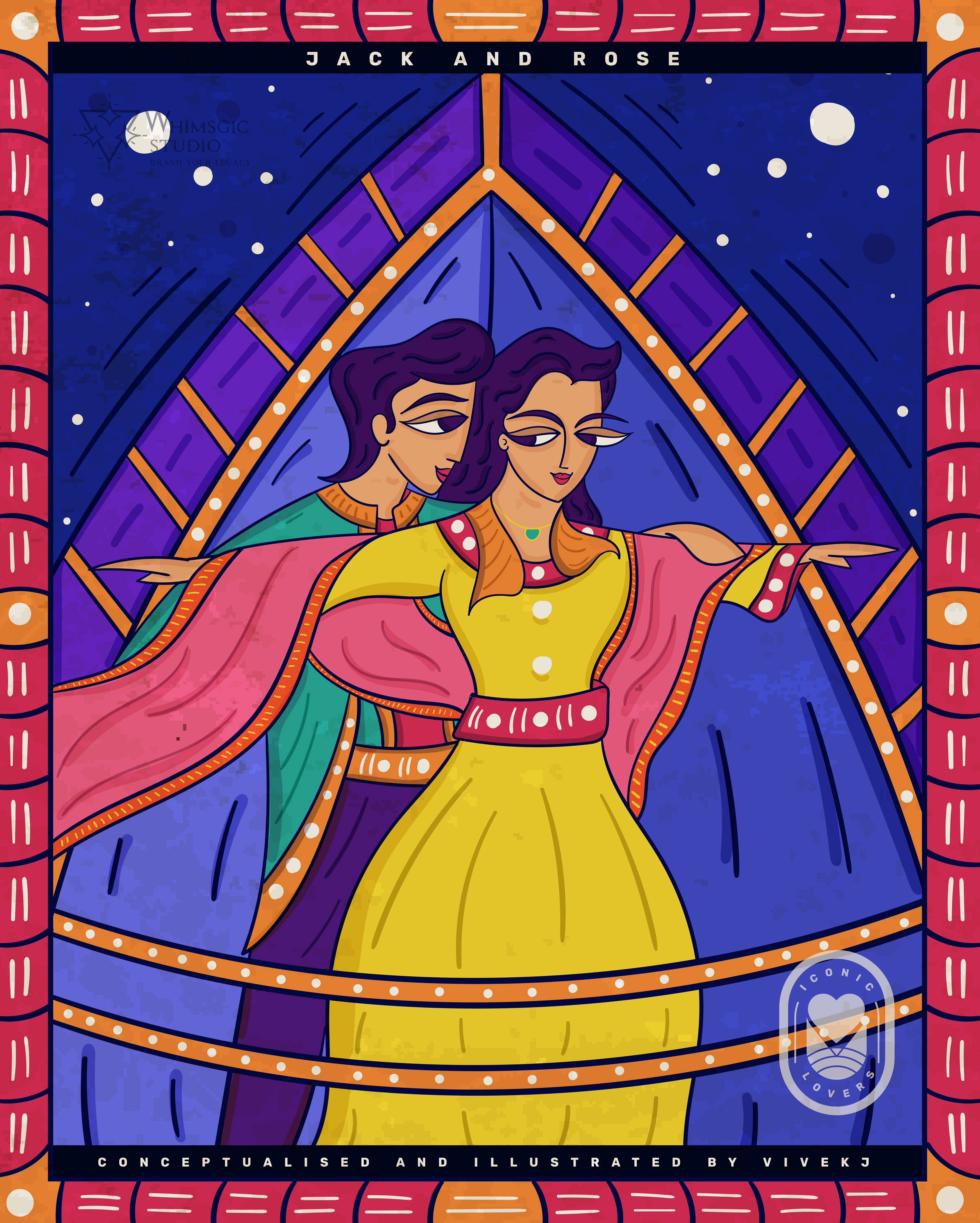 12 iconic lovers in contemporary Bengal Pattachitra: #10 Jack and Rose